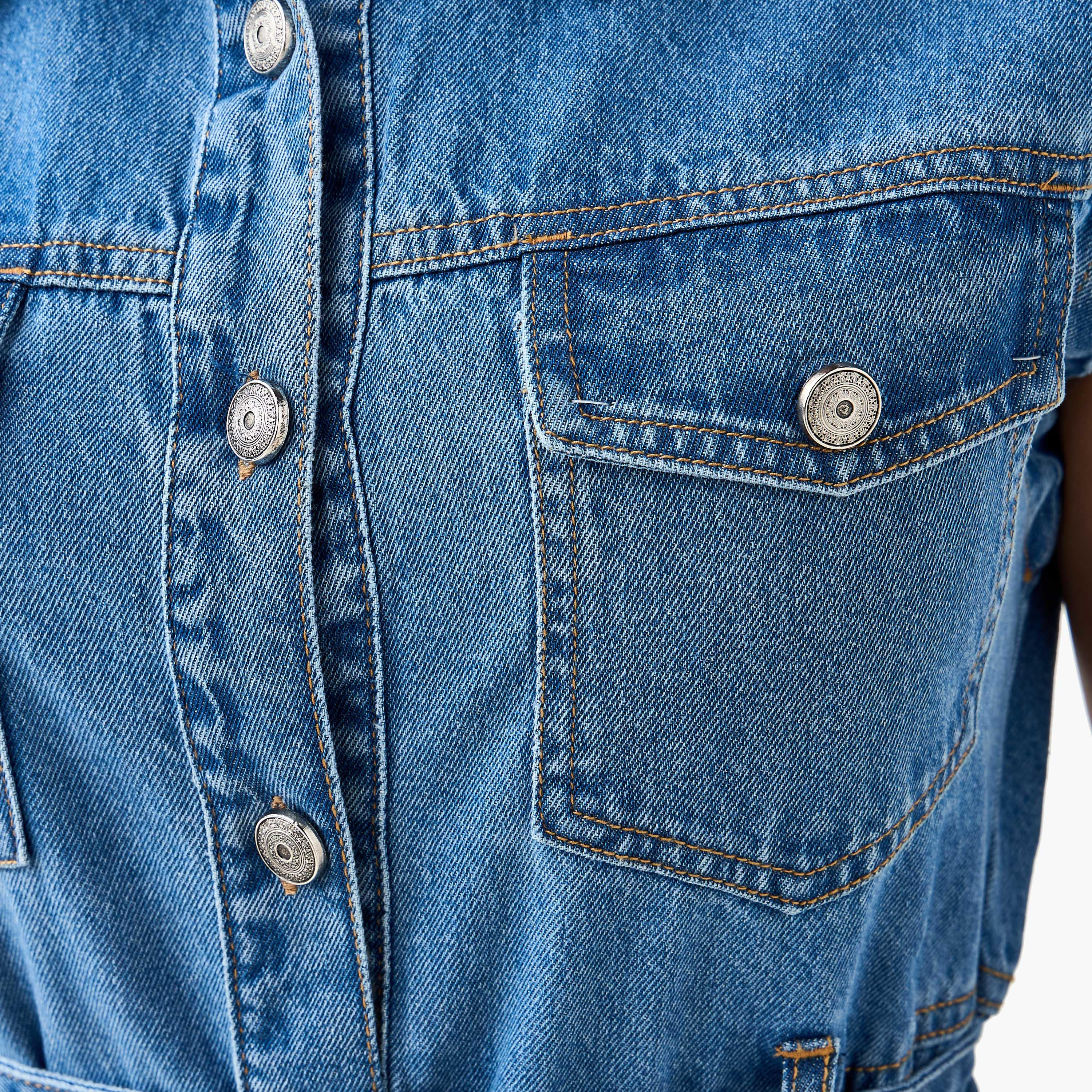 Shirt Midi Cotton Denim Dress with Belt-women-clothing-dresses-image-7
