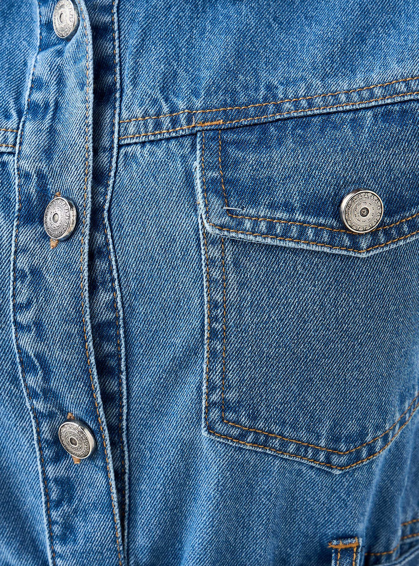 Shirt Midi Cotton Denim Dress with Belt-women-clothing-dresses-image-7