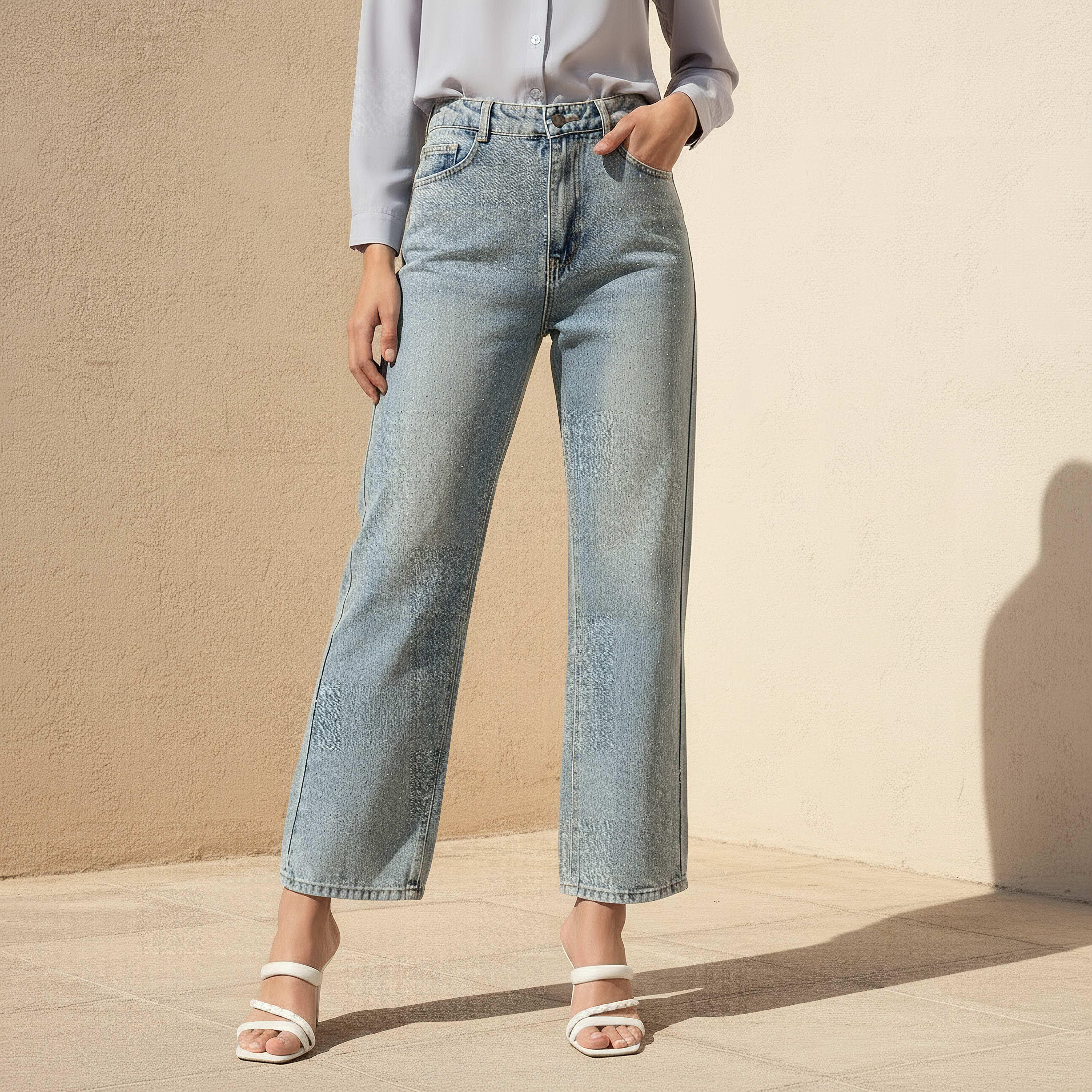 High Rise Jeans with Embellishments-women-clothing-bottoms-jeans-image-1
