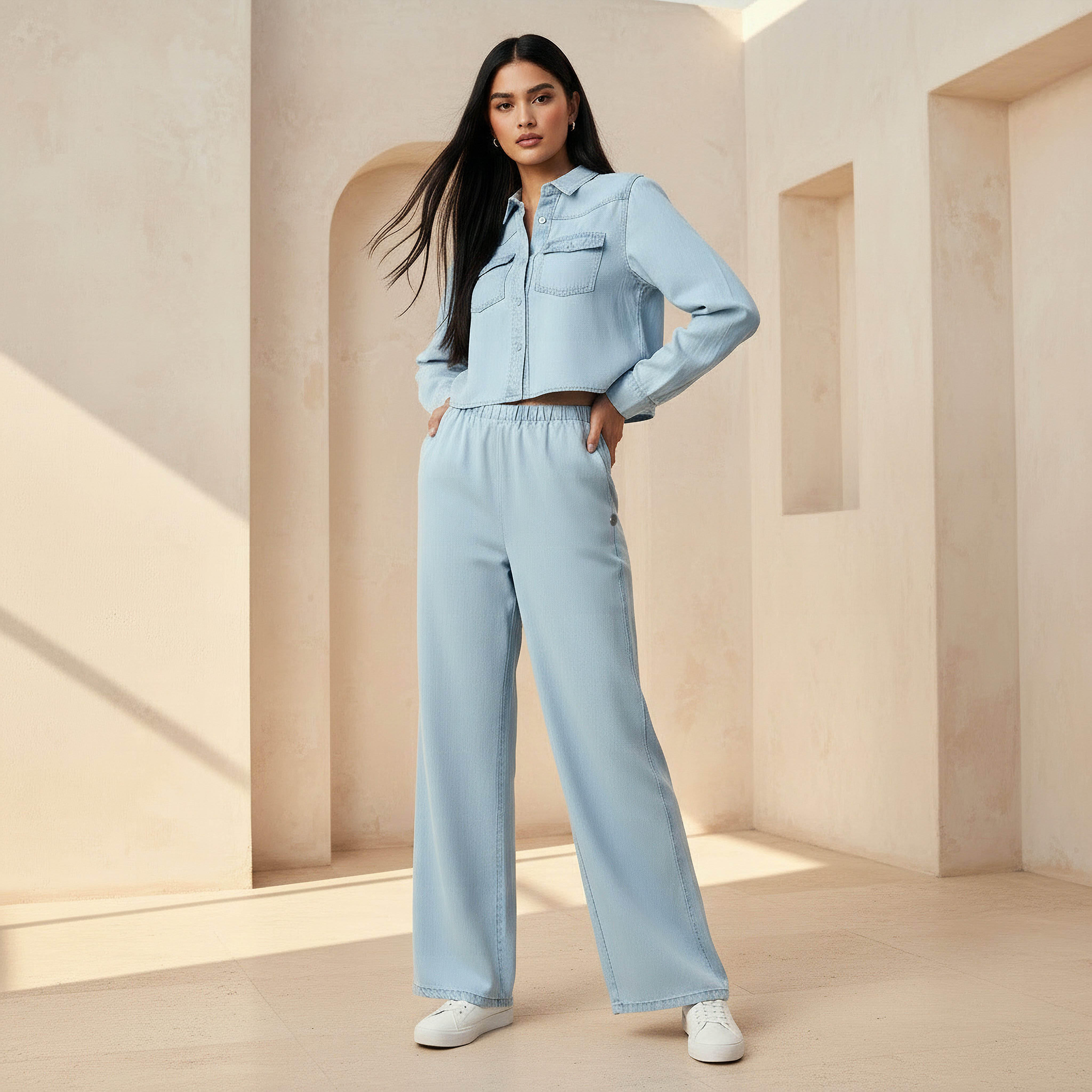 Wide Leg Pants with Elasticated Waist-women-clothing-bottoms-trousers-image-3