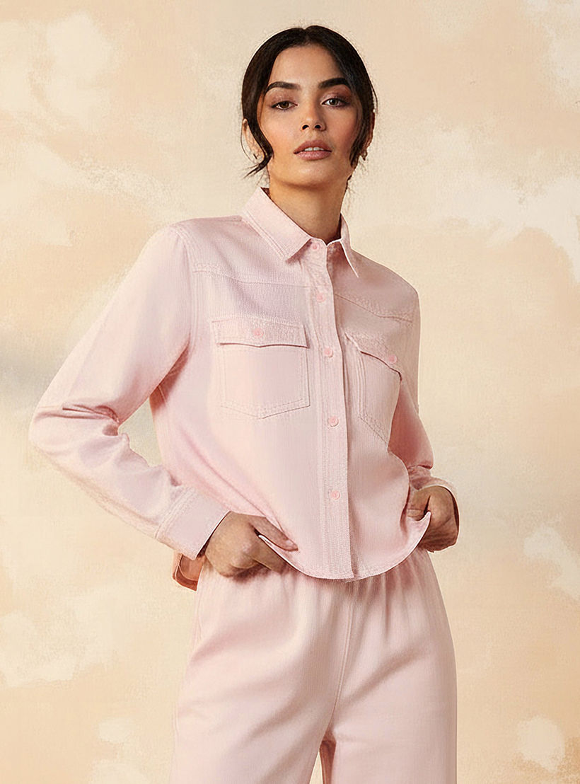 قميص دينم قصير ليوسيل مع جيوب-women-clothing-shirtsandblouses-shirts-image-1