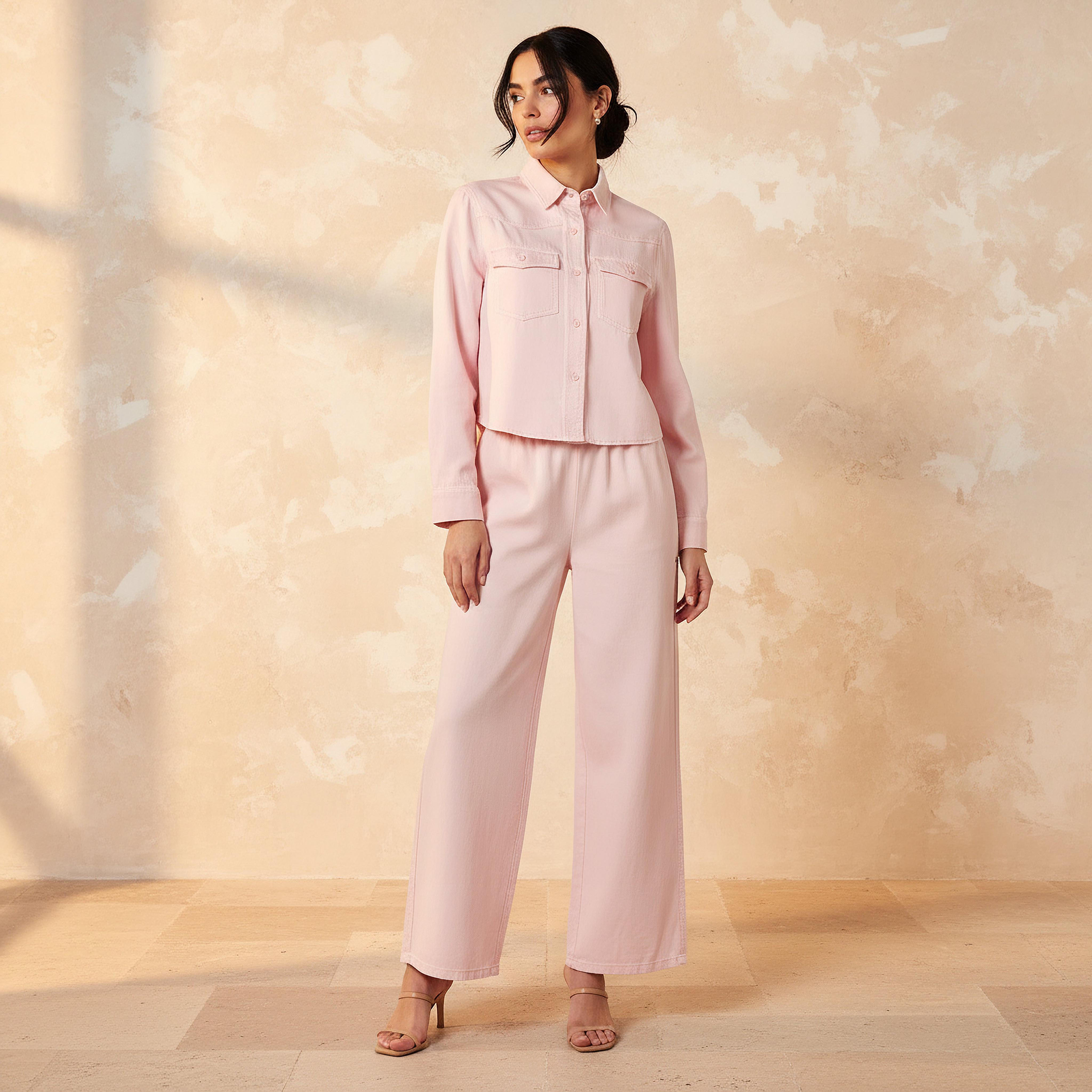 قميص دينم قصير ليوسيل مع جيوب-women-clothing-shirtsandblouses-shirts-image-3