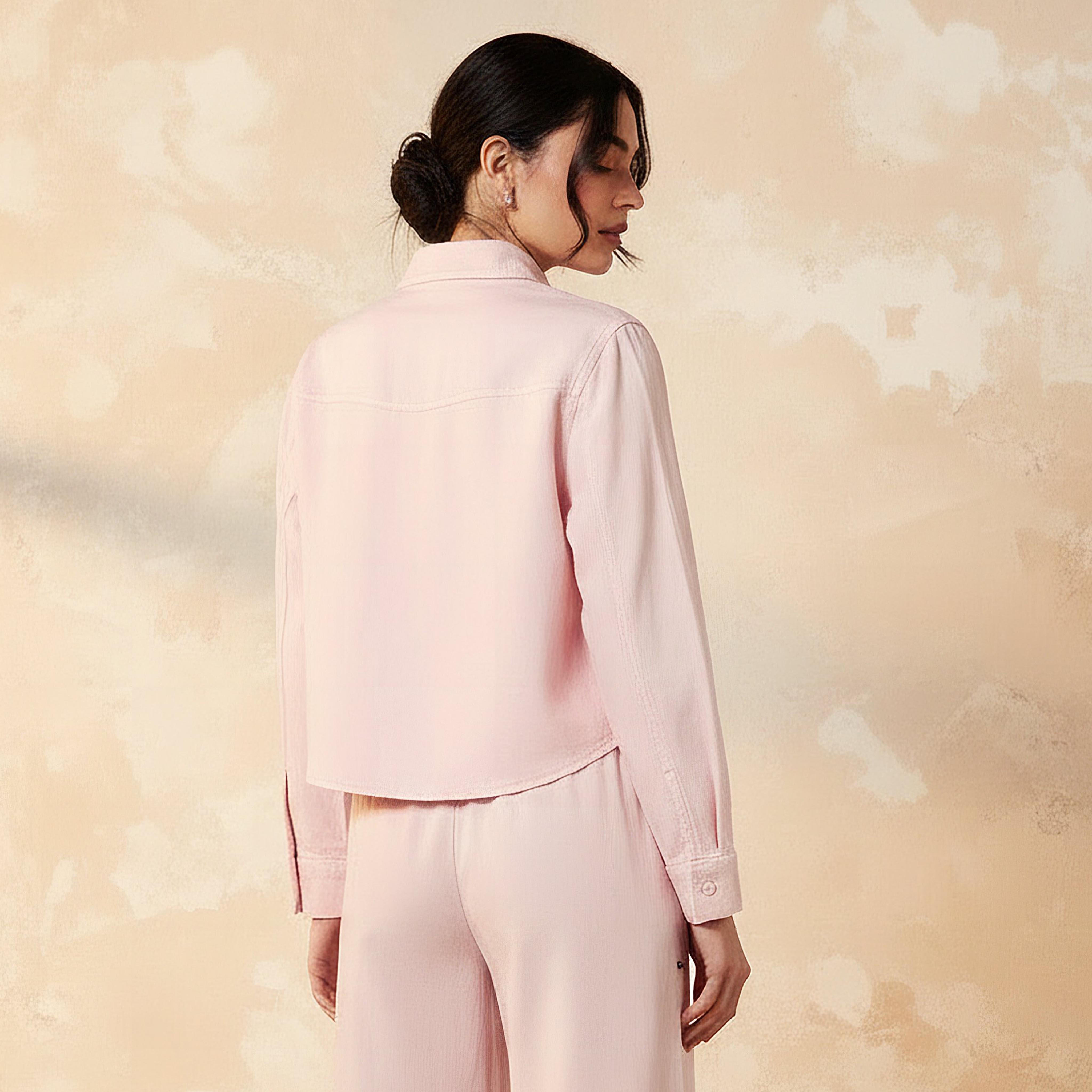 قميص دينم قصير ليوسيل مع جيوب-women-clothing-shirtsandblouses-shirts-image-4