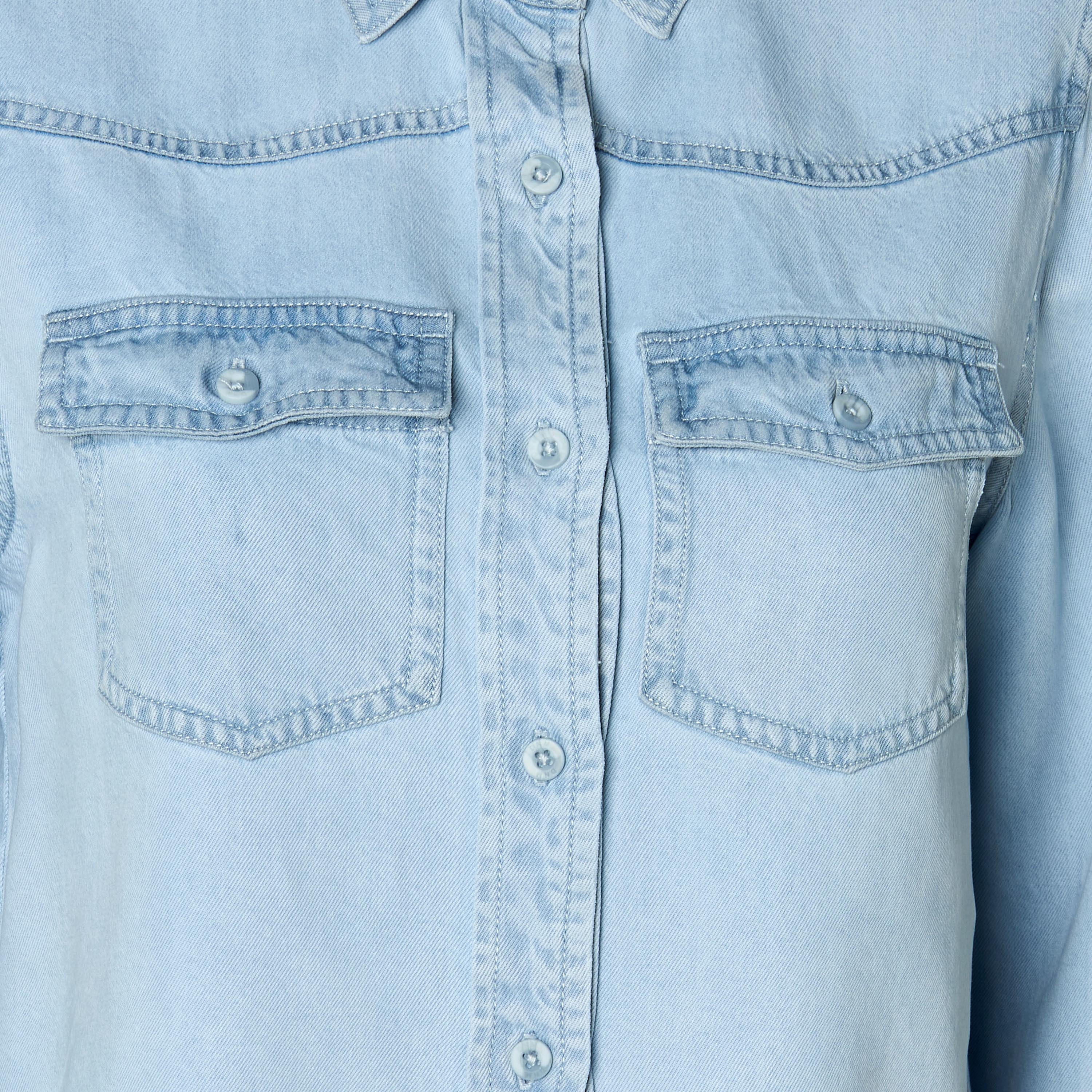 قميص دينم قصير ليوسيل مع جيوب-women-clothing-shirtsandblouses-shirts-image-2