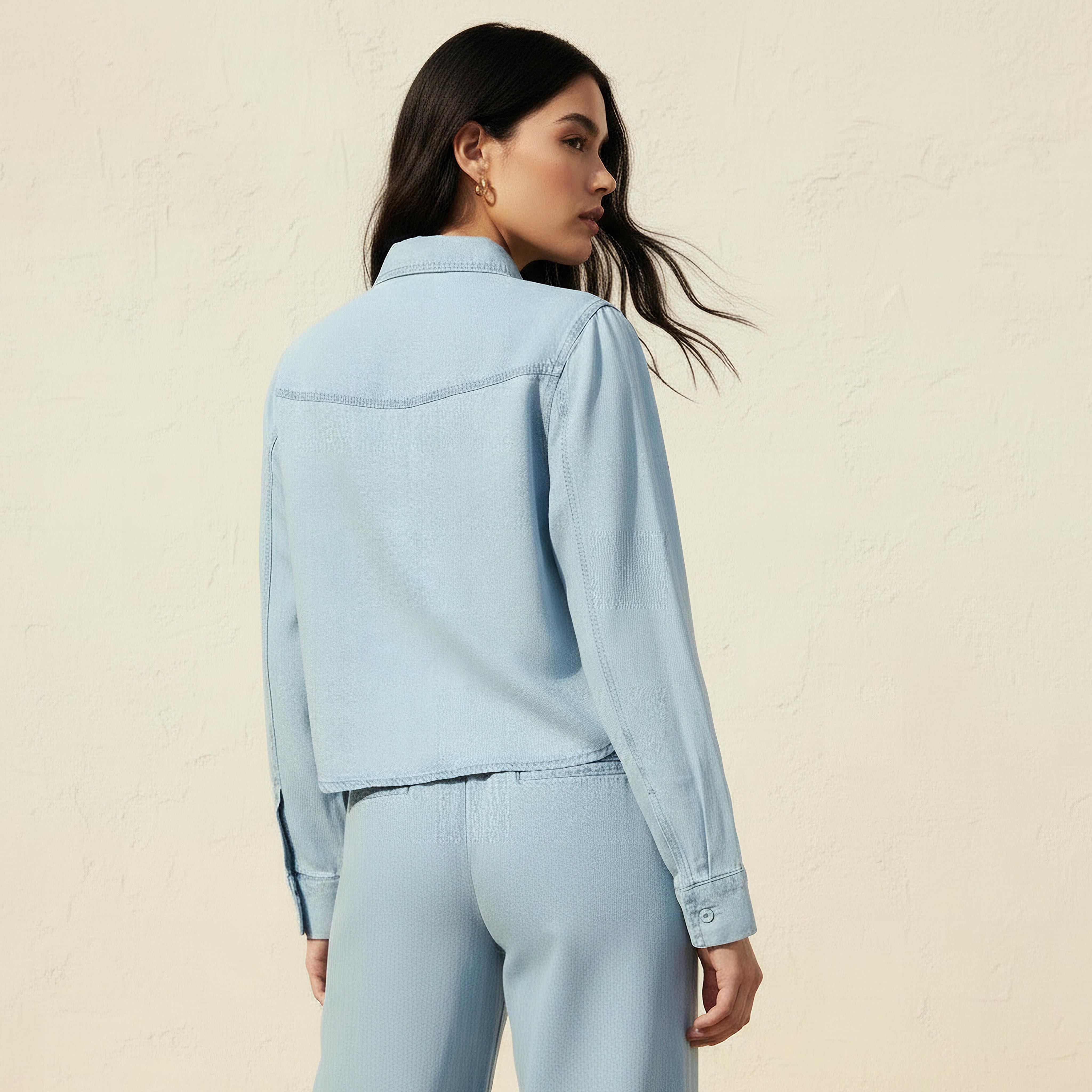 قميص دينم قصير ليوسيل مع جيوب-women-clothing-shirtsandblouses-shirts-image-4