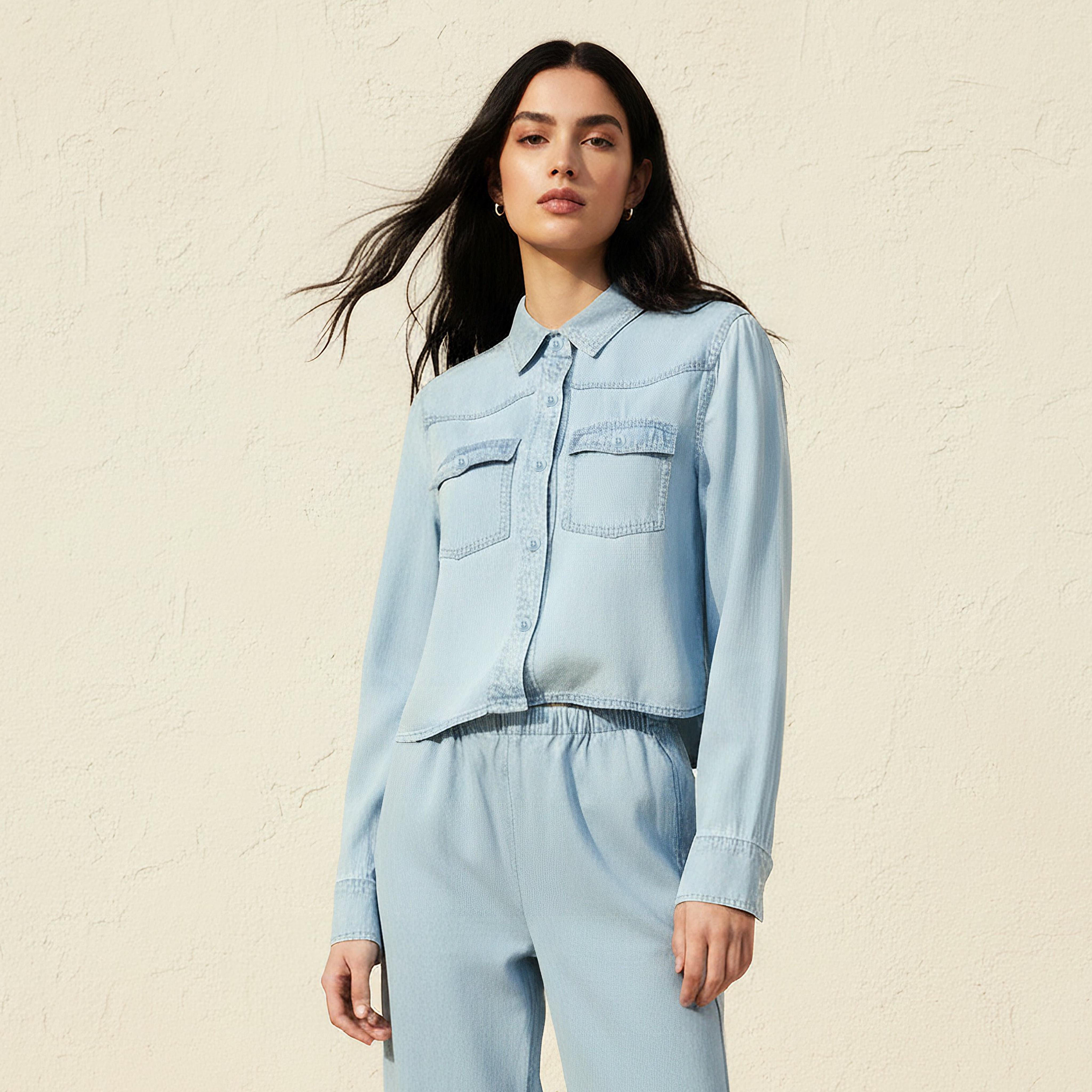 قميص دينم قصير ليوسيل مع جيوب-women-clothing-shirtsandblouses-shirts-image-5