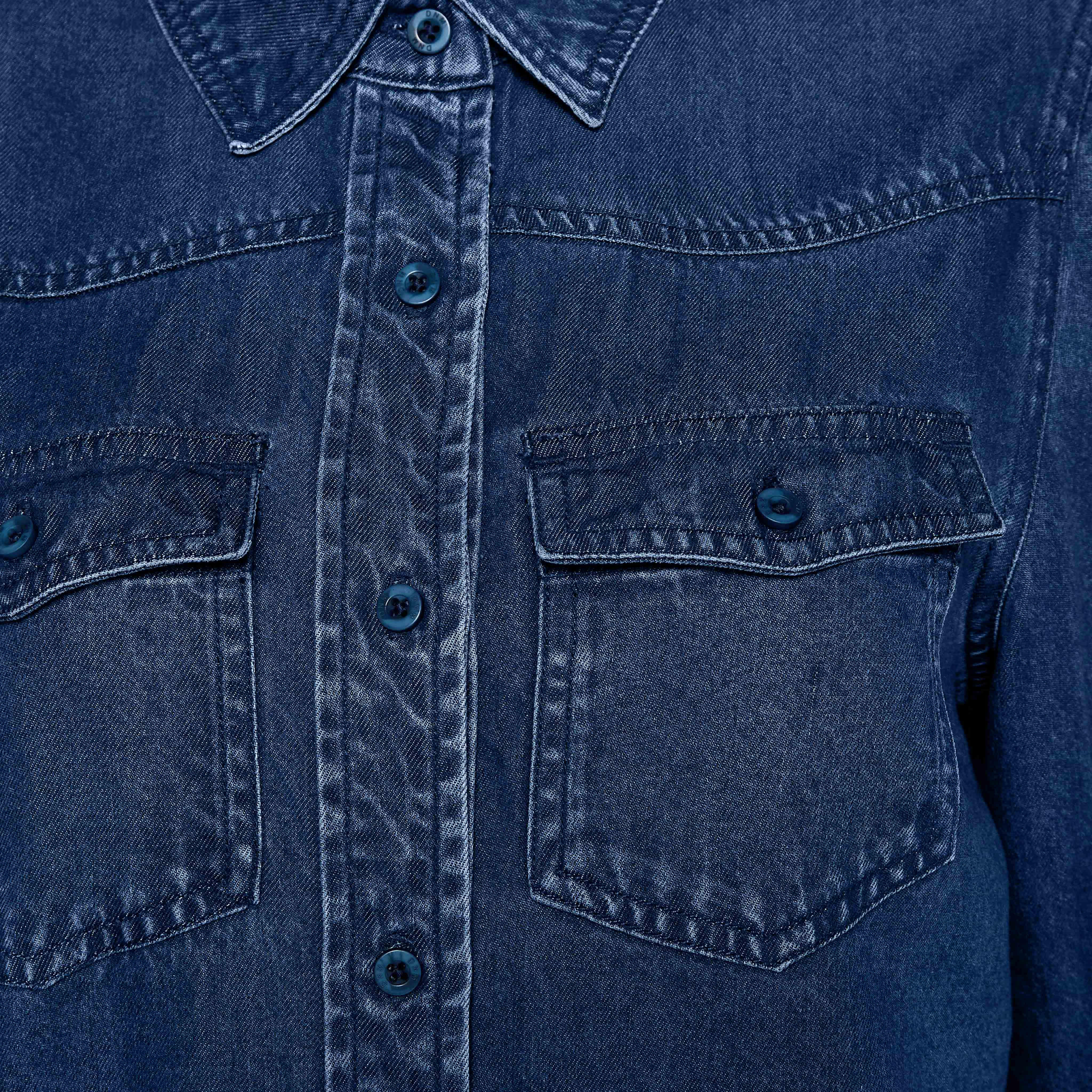 Lyocell Crop Denim Shirt with Pockets-women-clothing-shirtsandblouses-shirts-image-2
