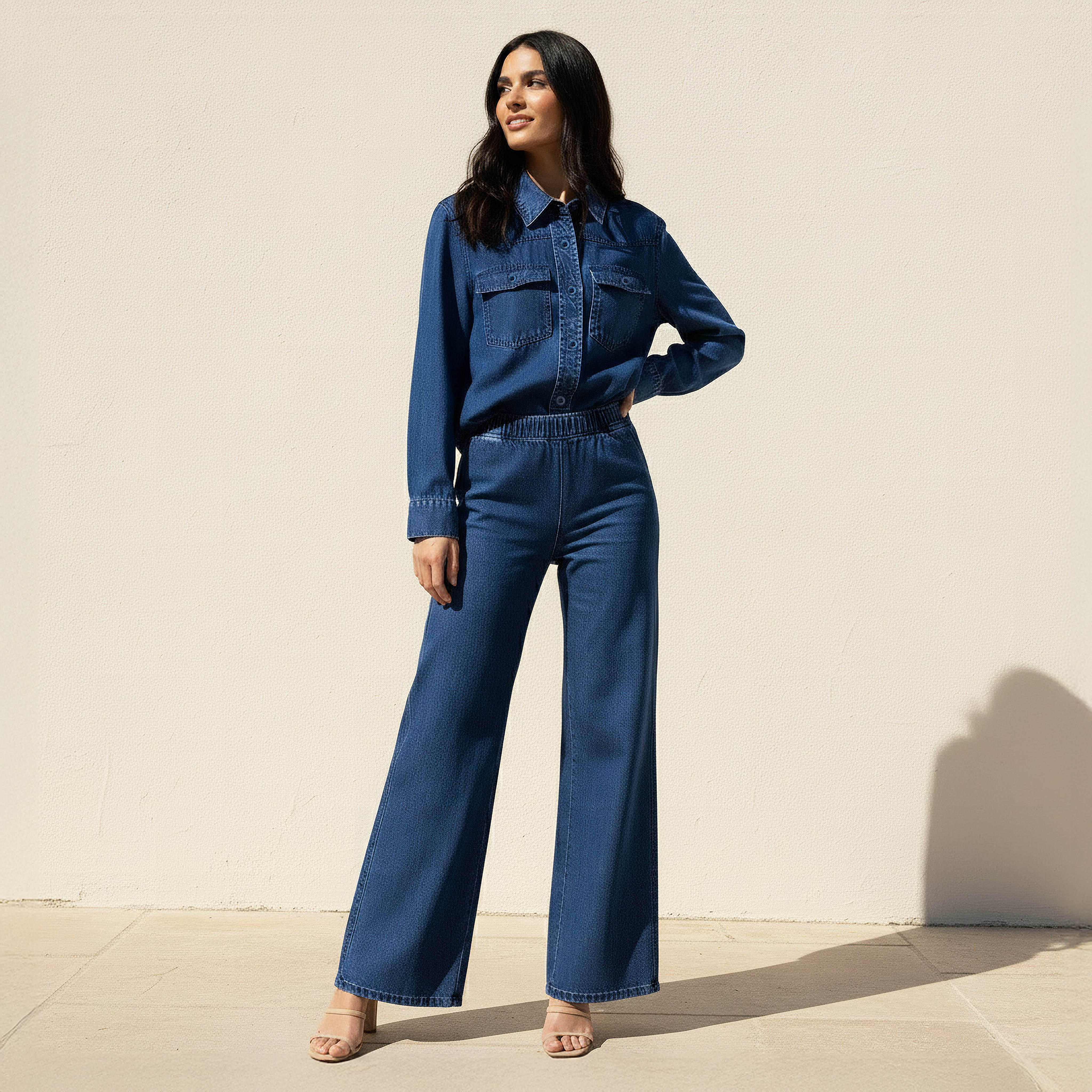 Lyocell Crop Denim Shirt with Pockets-women-clothing-shirtsandblouses-shirts-image-3
