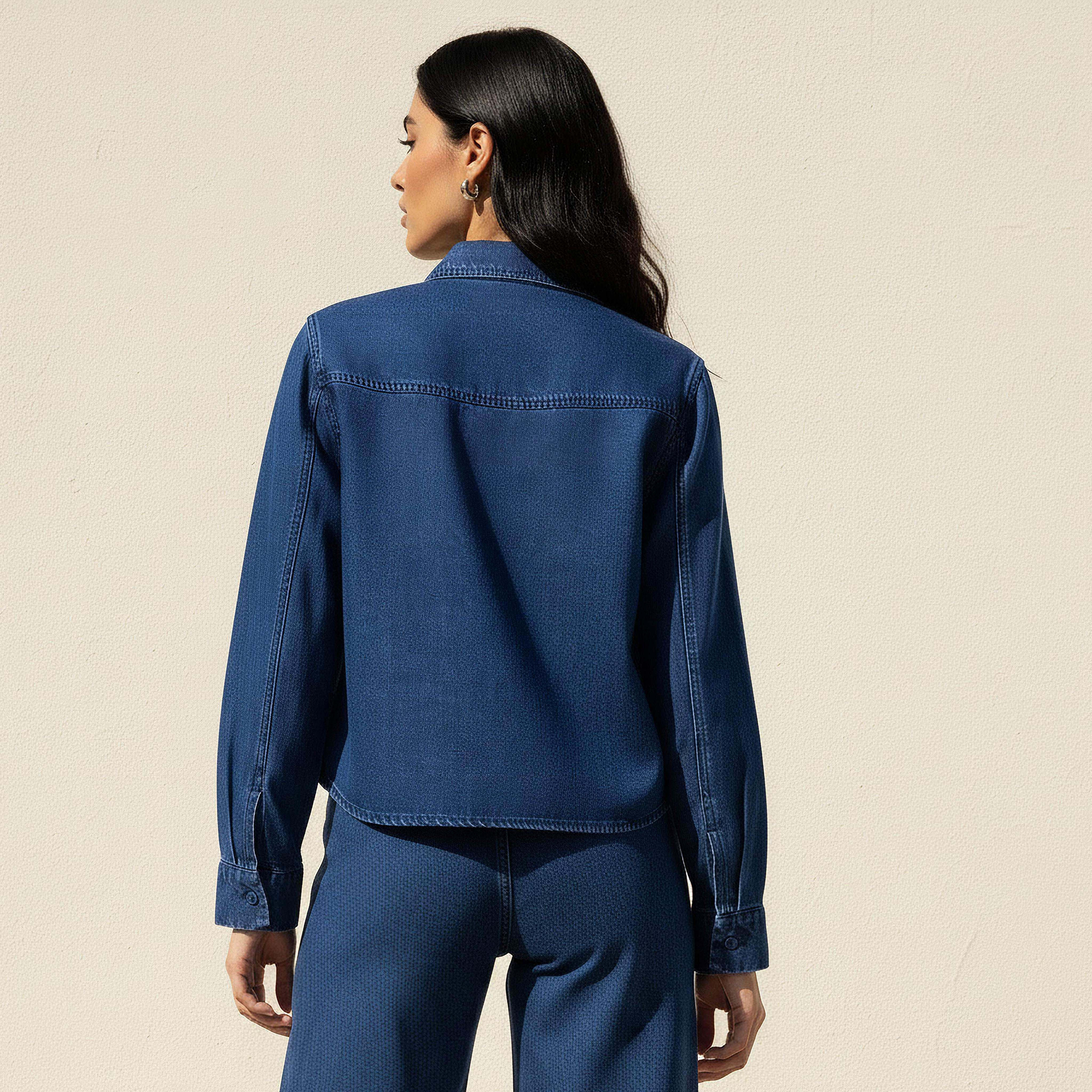 Lyocell Crop Denim Shirt with Pockets-women-clothing-shirtsandblouses-shirts-image-4