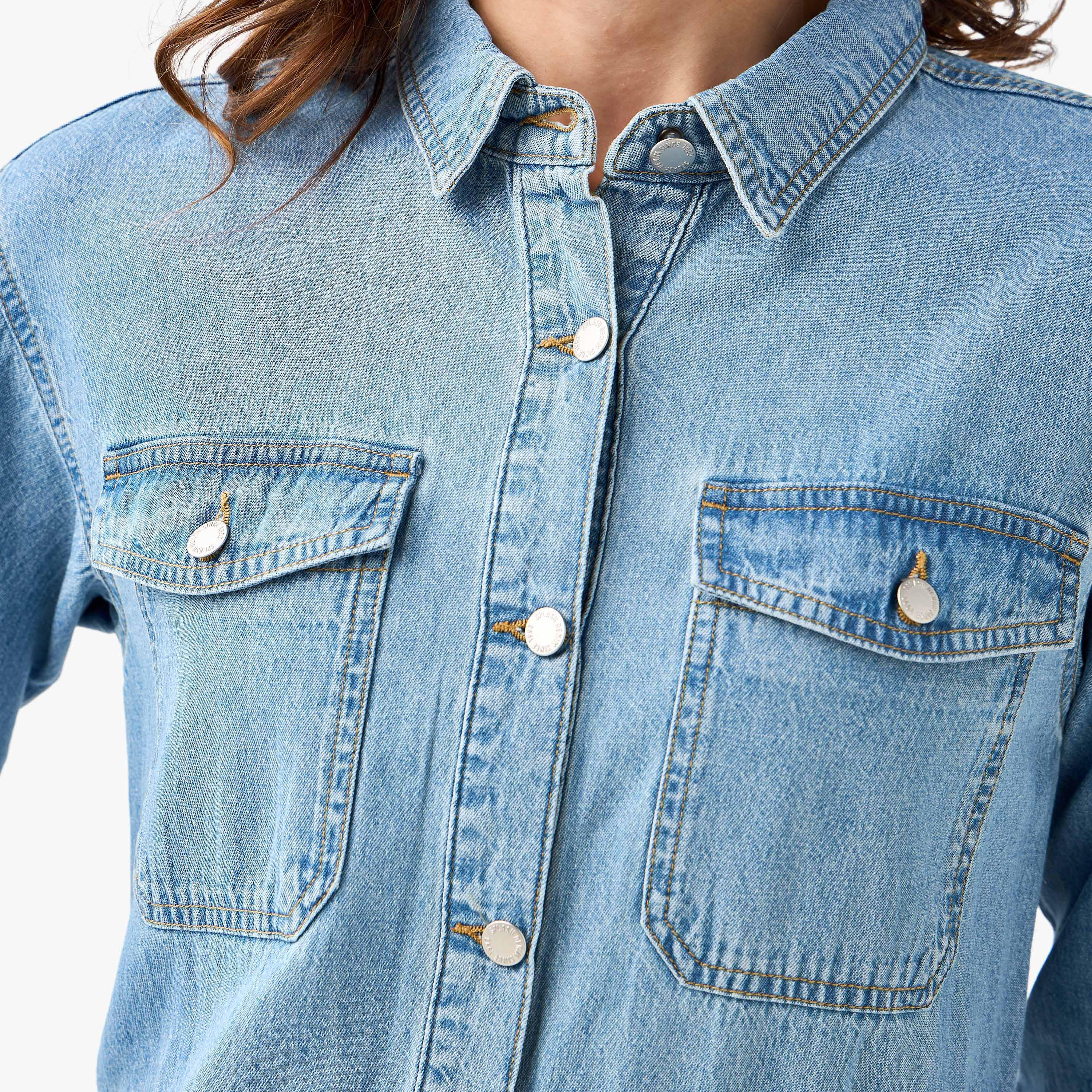 Midi Denim Shirt Dress-women-clothing-dresses-image-2