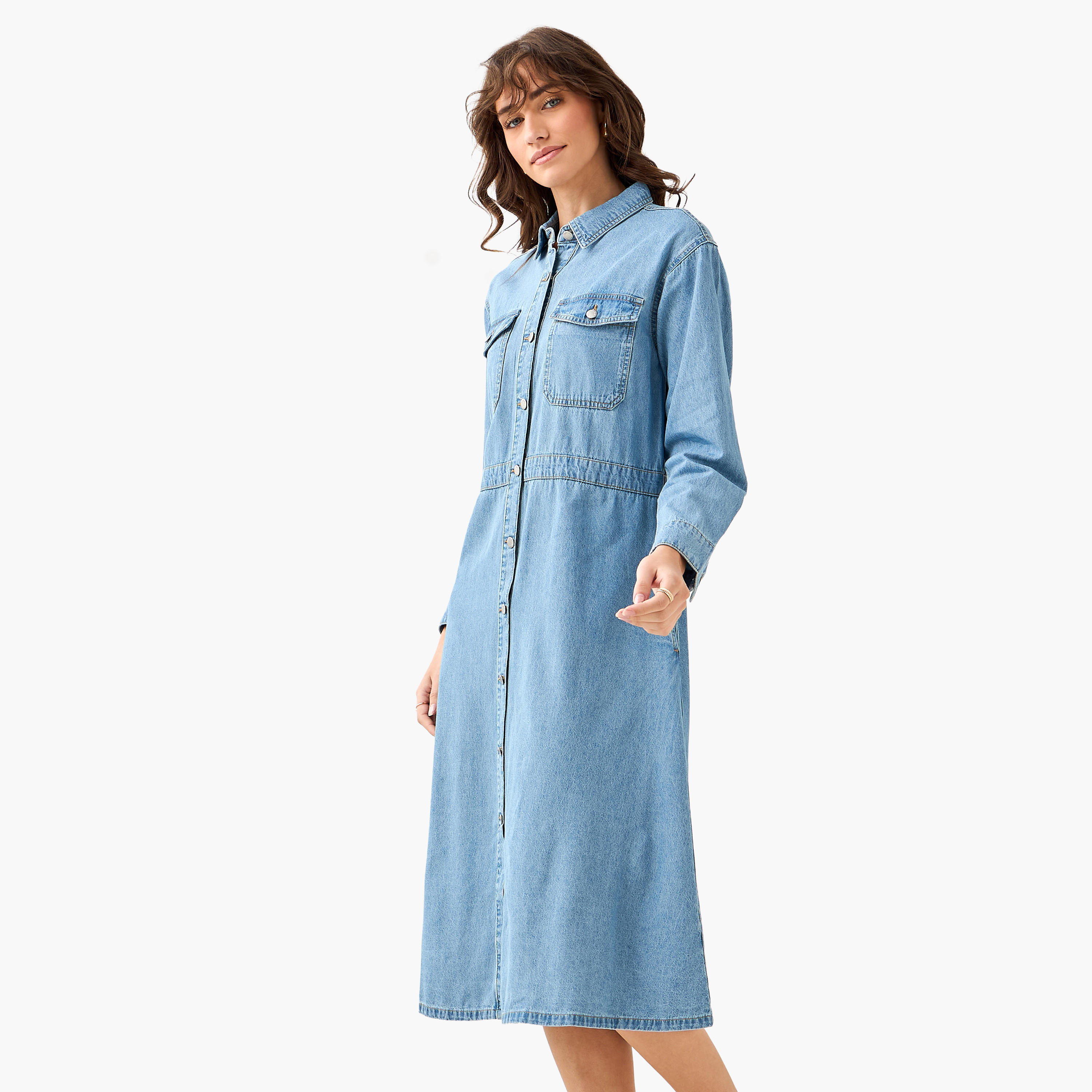 فستان قميص دينم ميدي-women-clothing-dresses-image-3