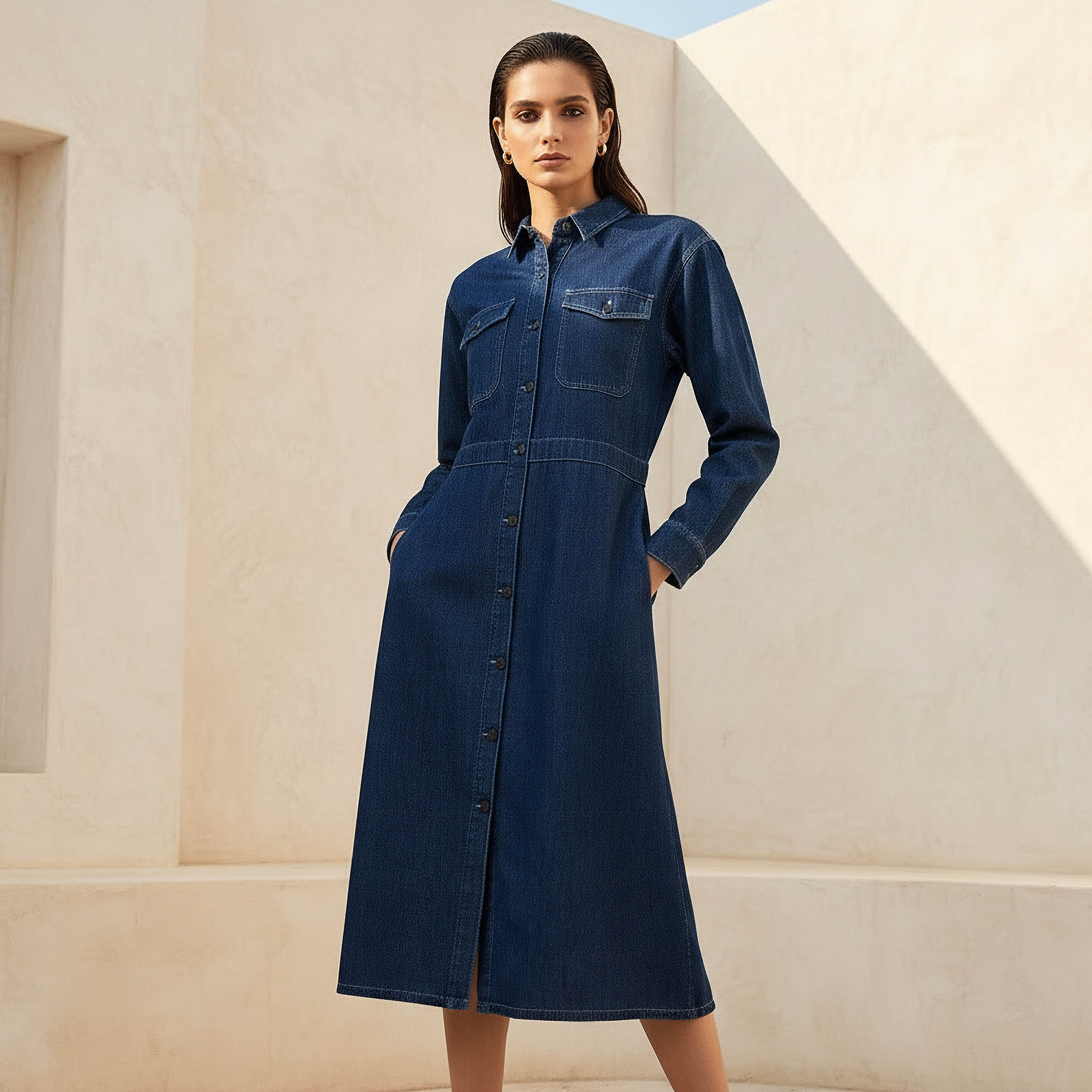 فستان قميص دينم ميدي-women-clothing-dresses-image-5
