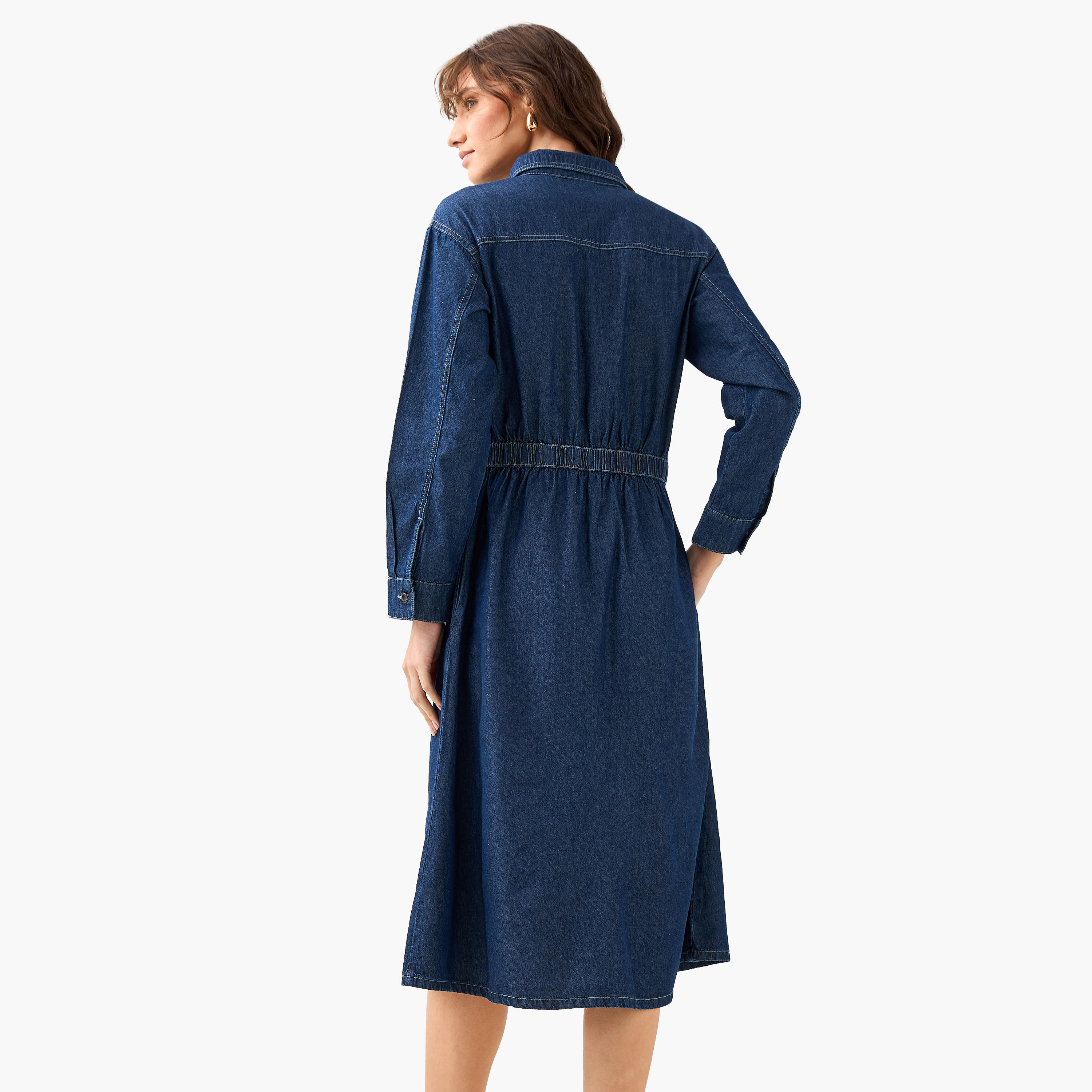 فستان قميص دينم ميدي-women-clothing-dresses-image-2