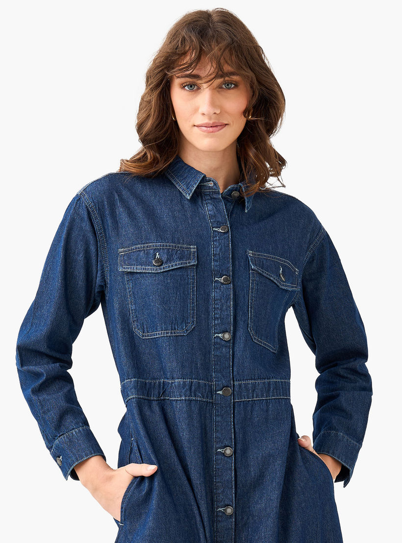 فستان قميص دينم ميدي-women-clothing-dresses-image-1