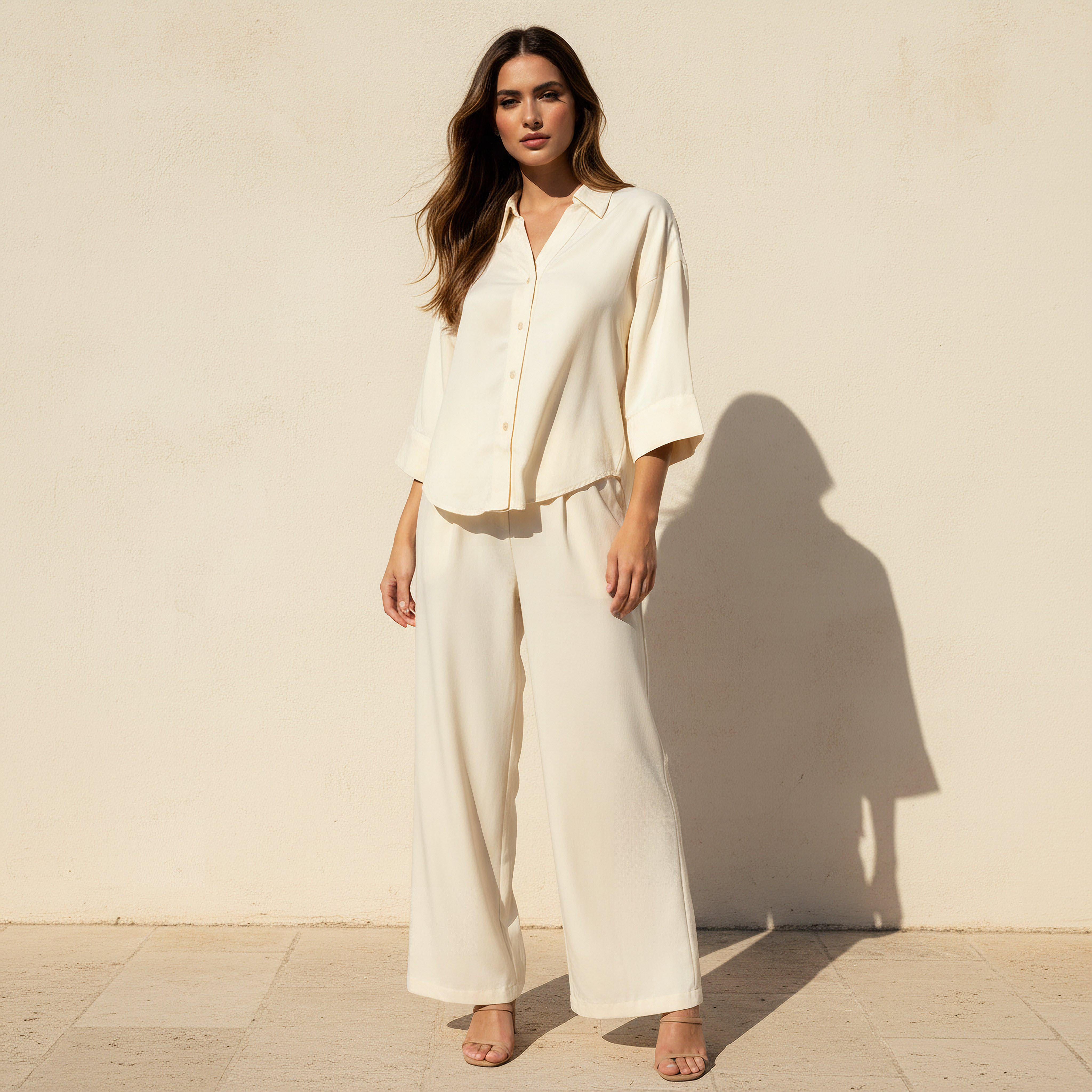 قميص دينم قطن بأكمام 3/4-women-clothing-shirtsandblouses-shirts-image-3