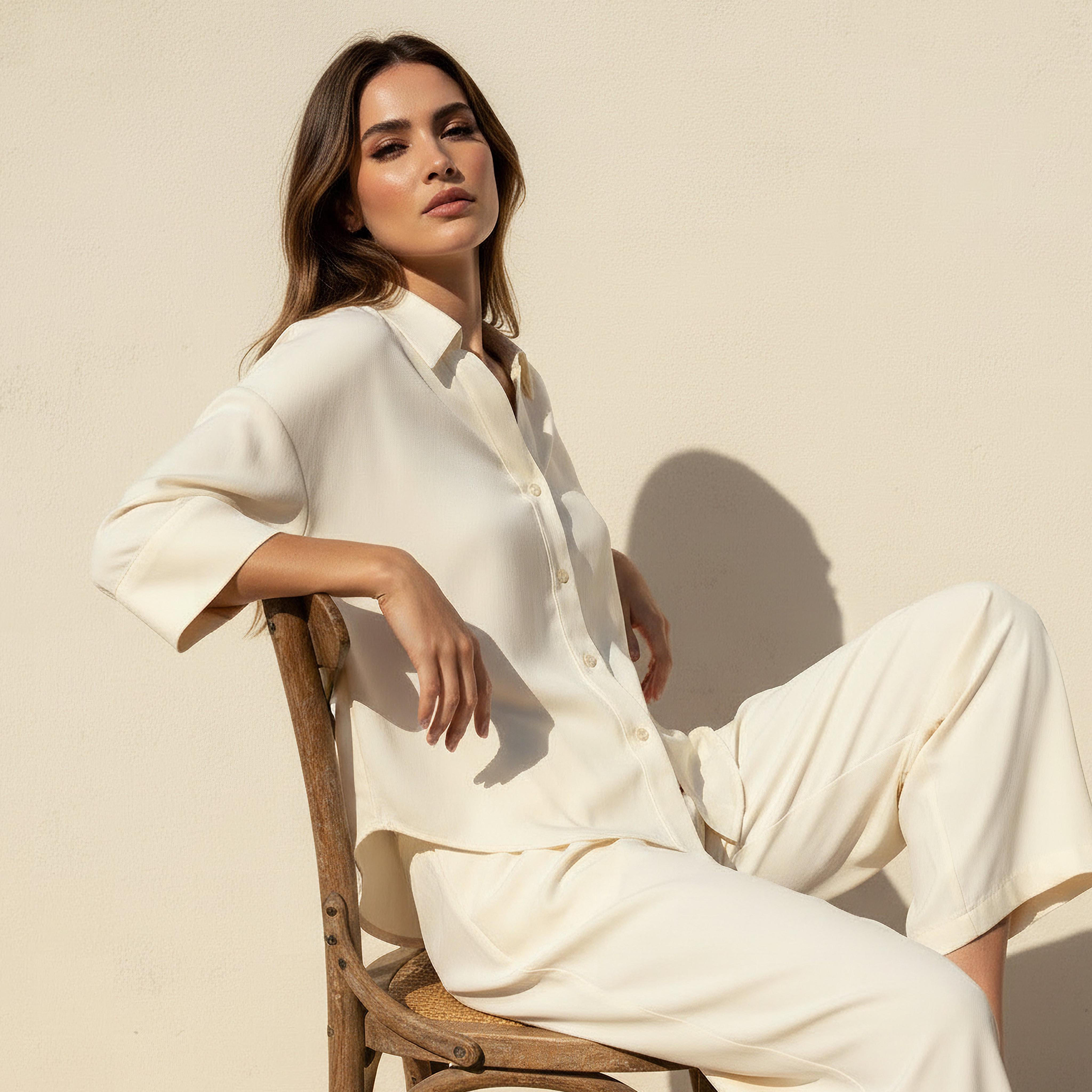 قميص دينم قطن بأكمام 3/4-women-clothing-shirtsandblouses-shirts-image-6