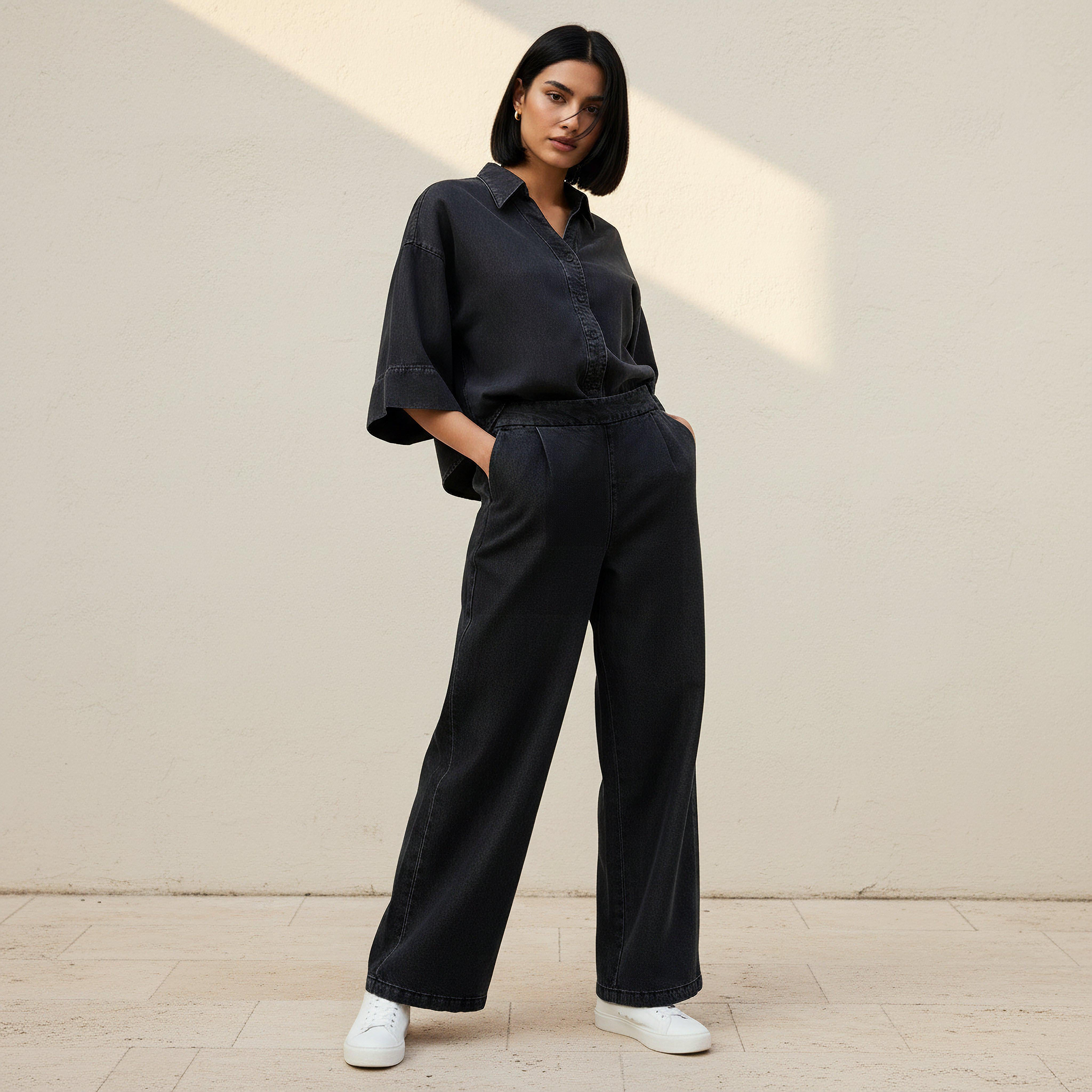 Wide Leg High-Rise Trousers with Elasticated Waistband-women-clothing-bottoms-trousers-image-3