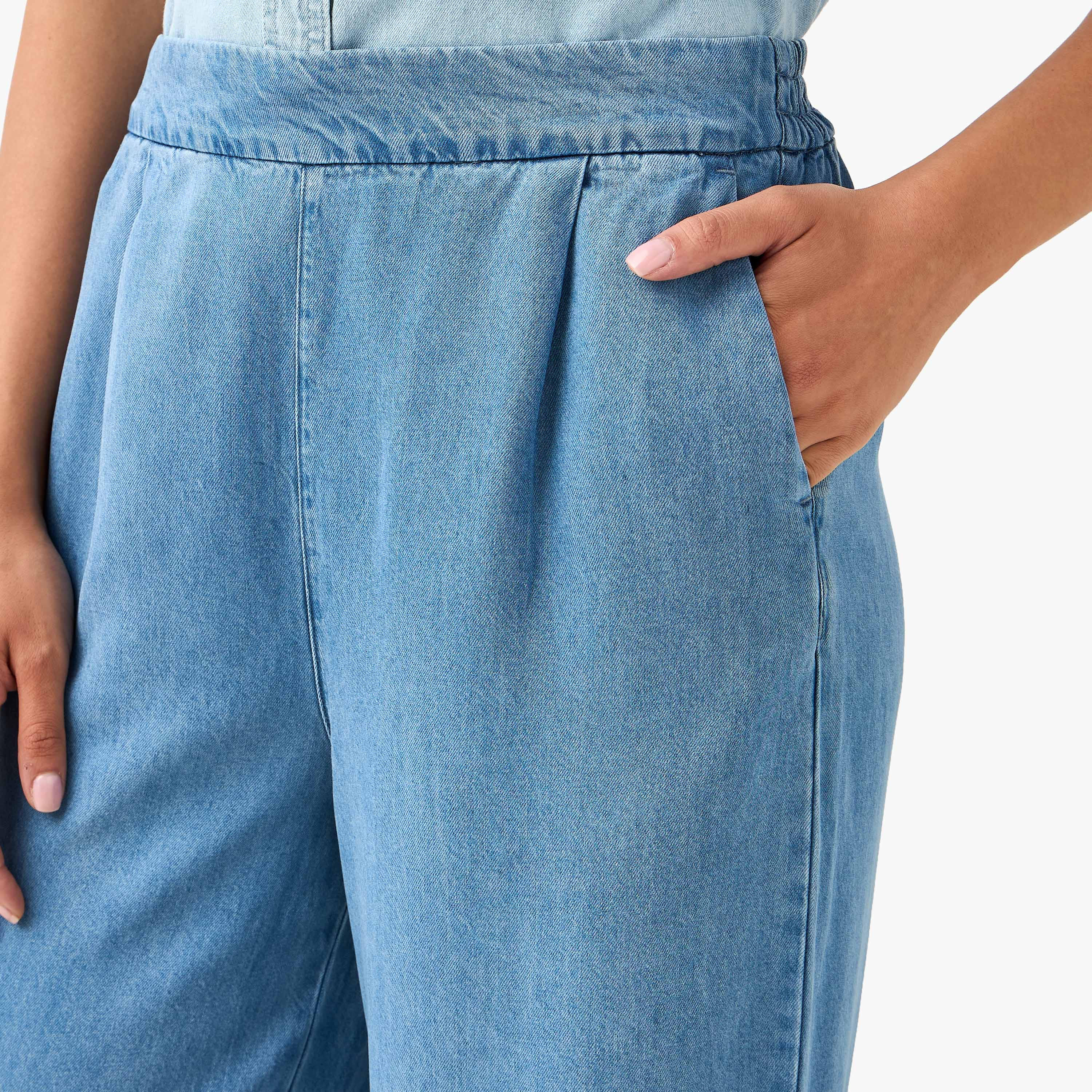 Wide Leg High-Rise Trousers with Elasticated Waistband-women-clothing-bottoms-trousers-image-3