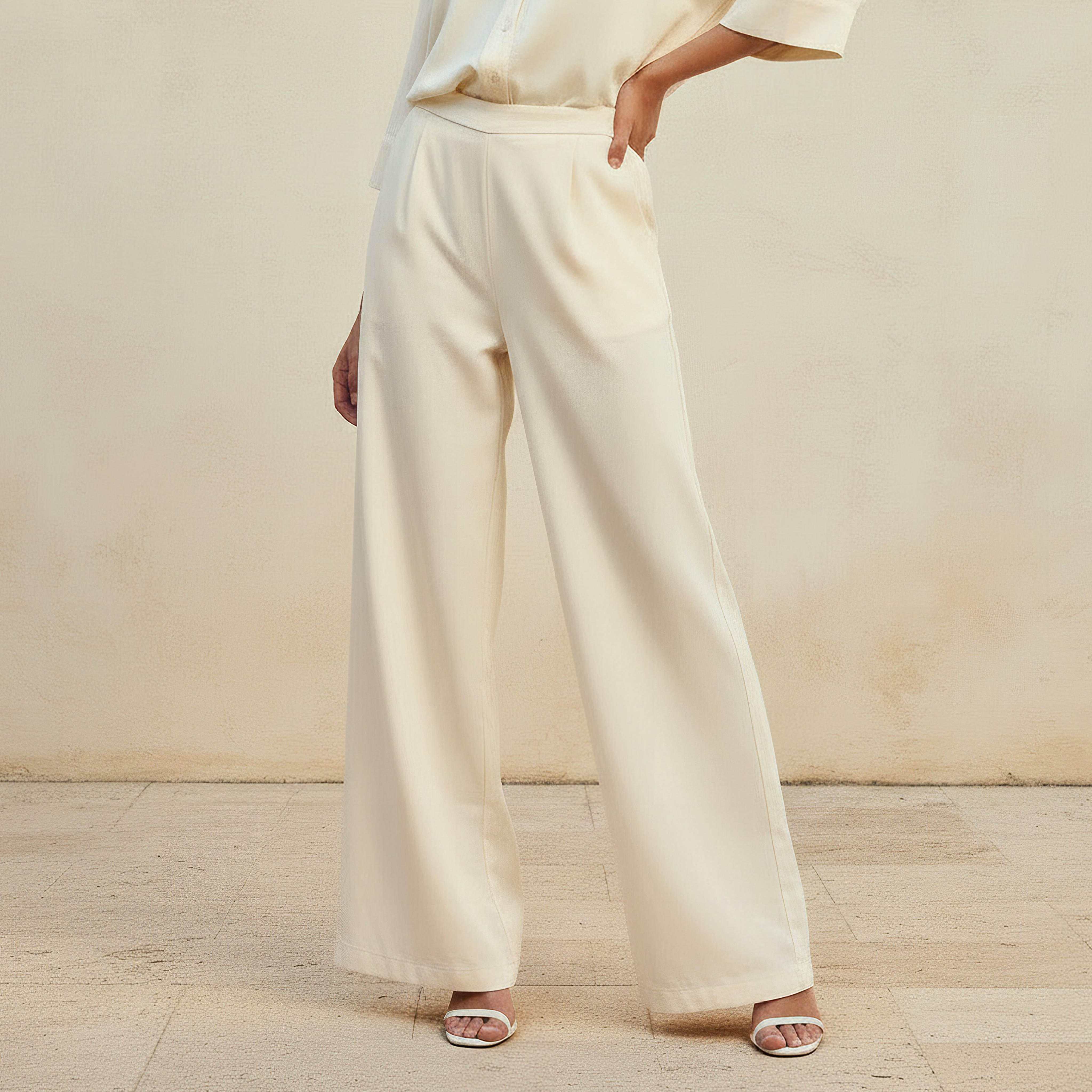 Wide Leg High-Rise Trousers with Elasticated Waistband-women-clothing-bottoms-trousers-image-1