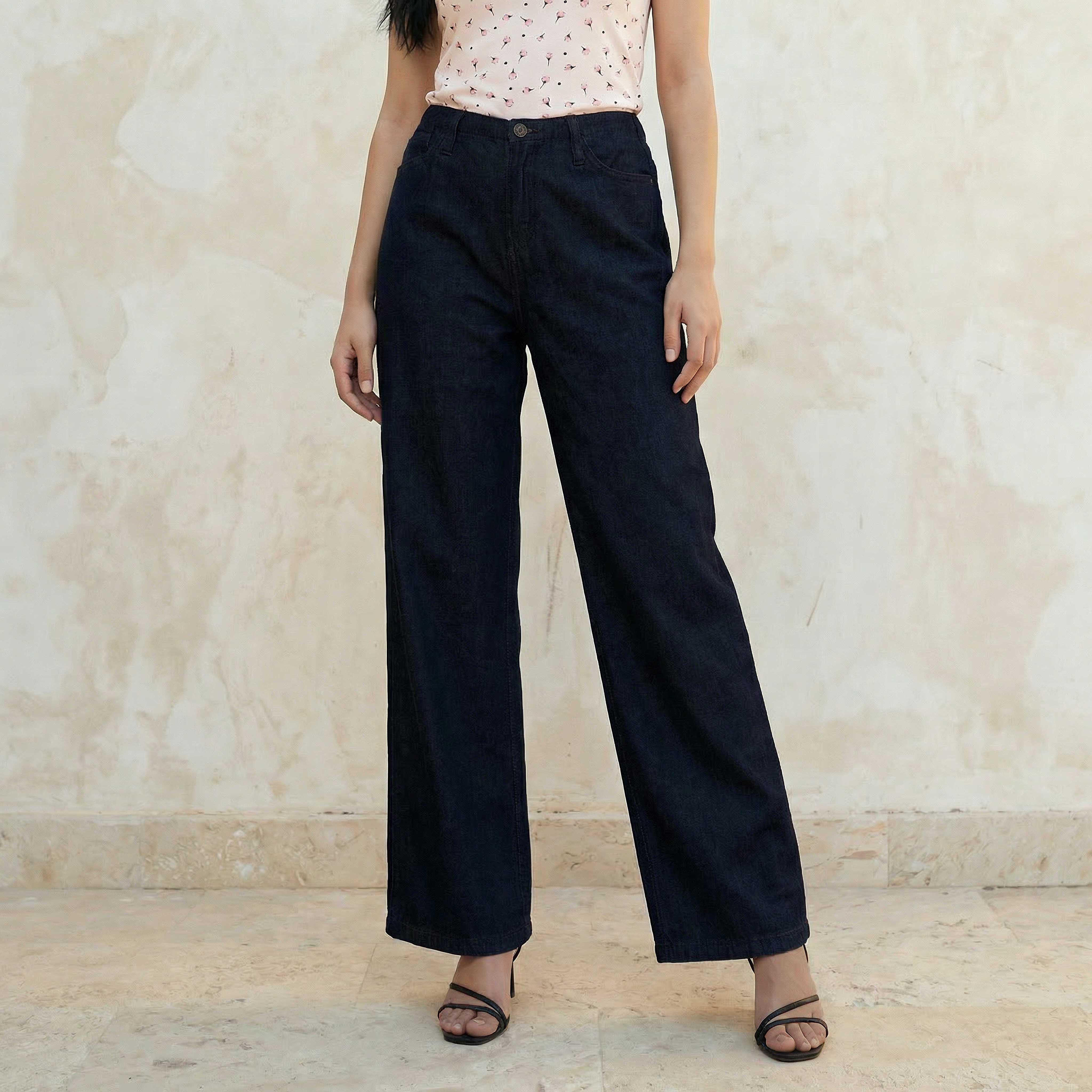 Wide Leg High-Rise Jeans with Elastic Waist-women-clothing-coordsets-image-1