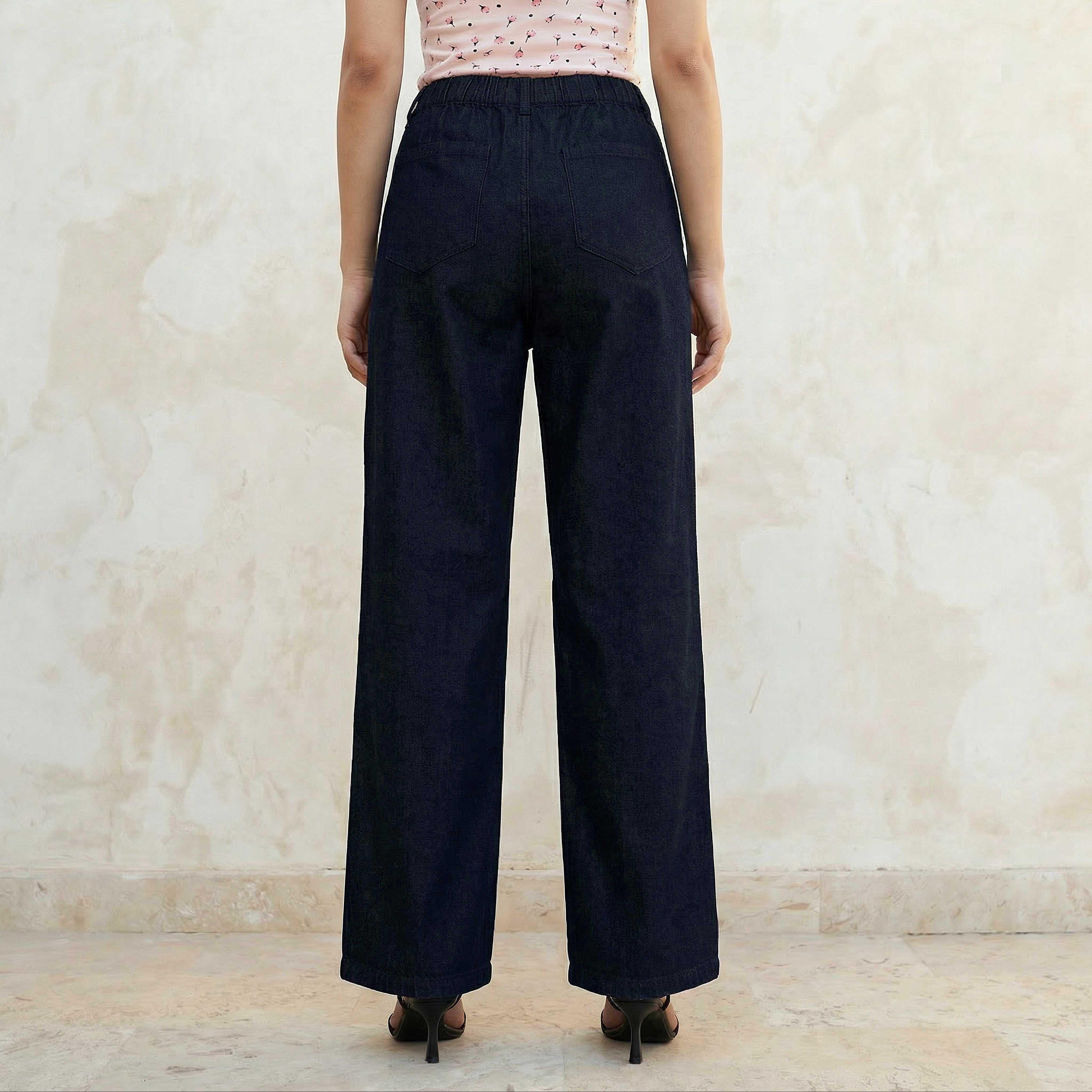 Wide Leg High-Rise Jeans with Elastic Waist-women-clothing-coordsets-image-4
