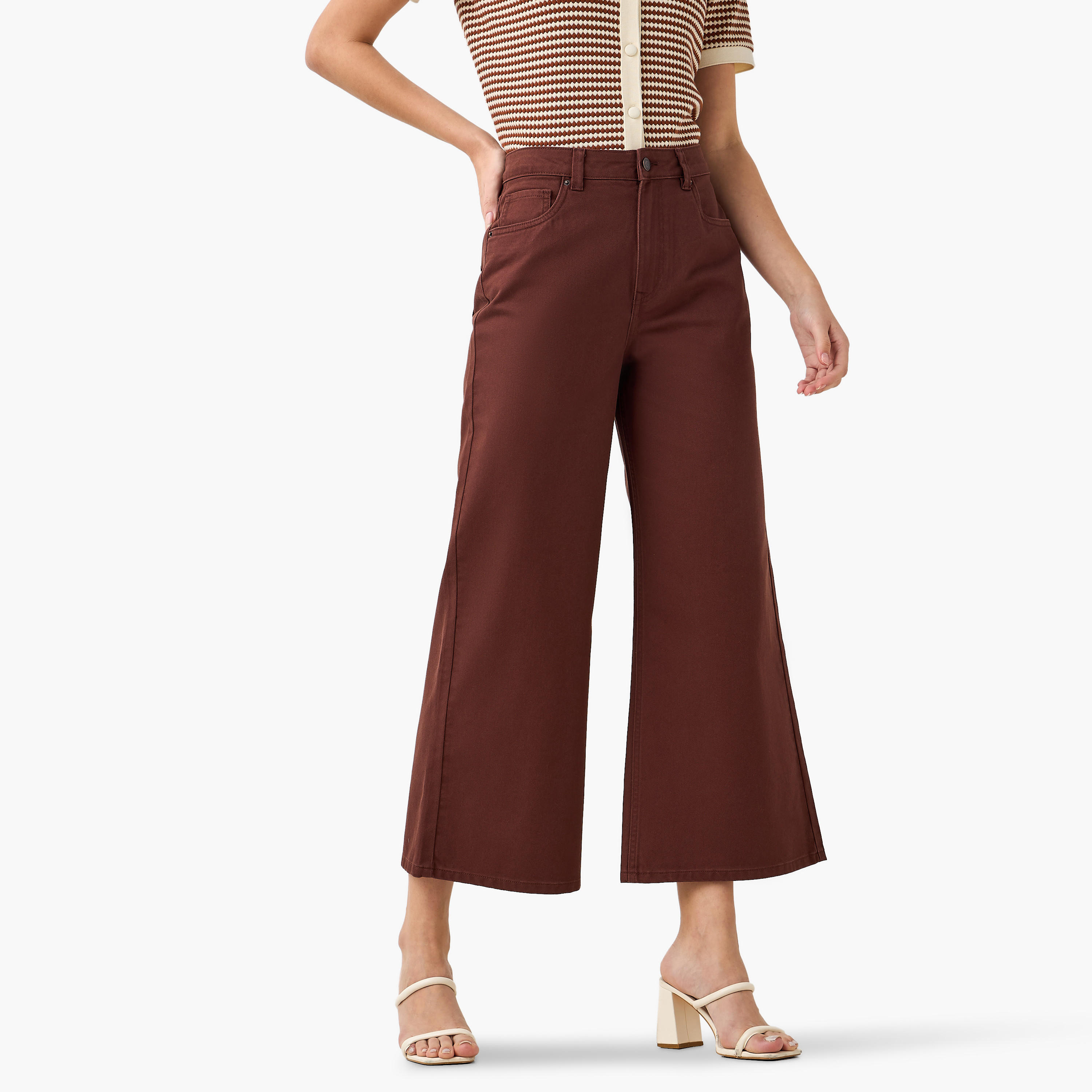 بنطلون جينز قطن واسع الساقين وقصير بخصر عالٍ-women-clothing-bottoms-jeans-image-2