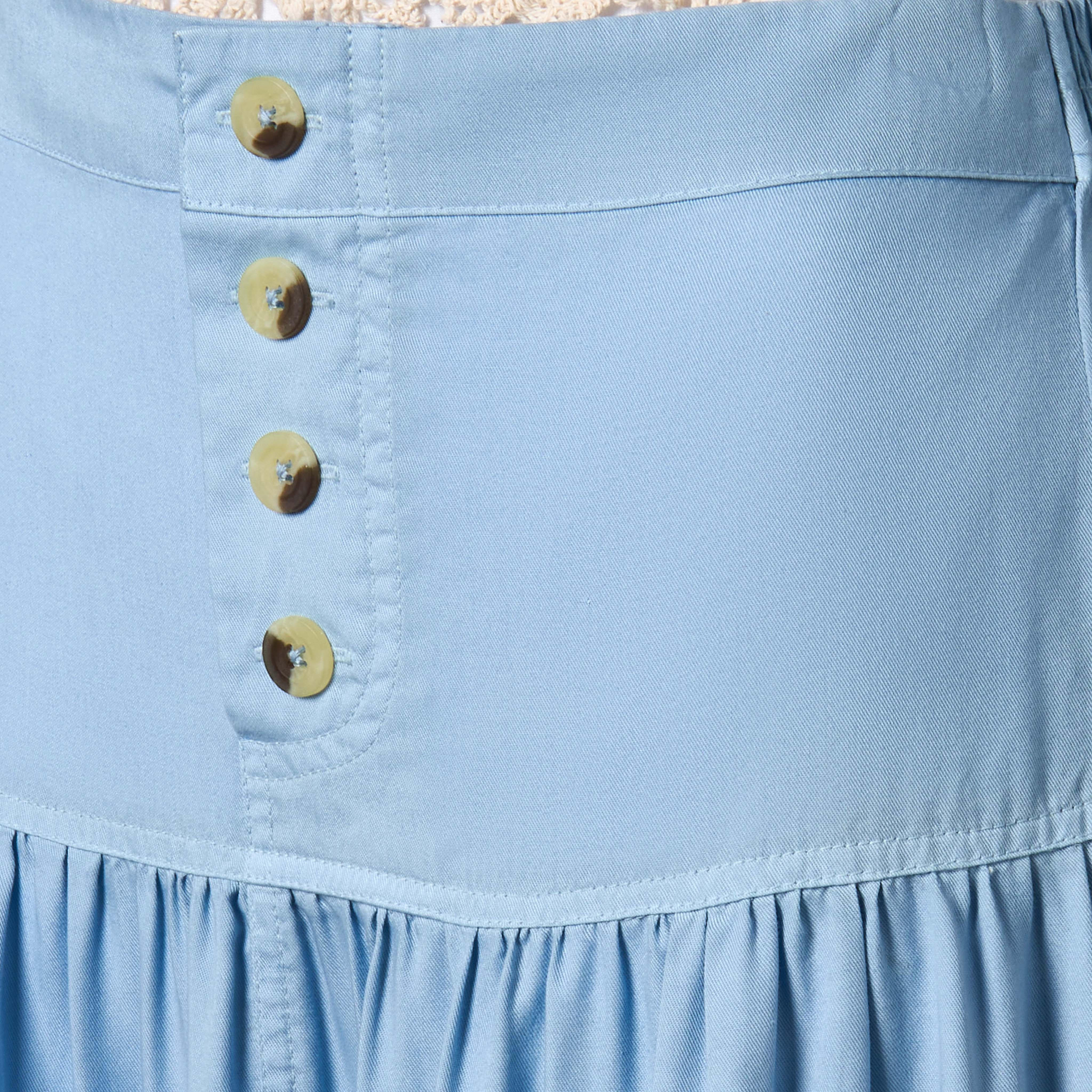 Maxi Length Cotton Tiered Skirt with Button Detail-women-clothing-bottoms-skirts-image-2