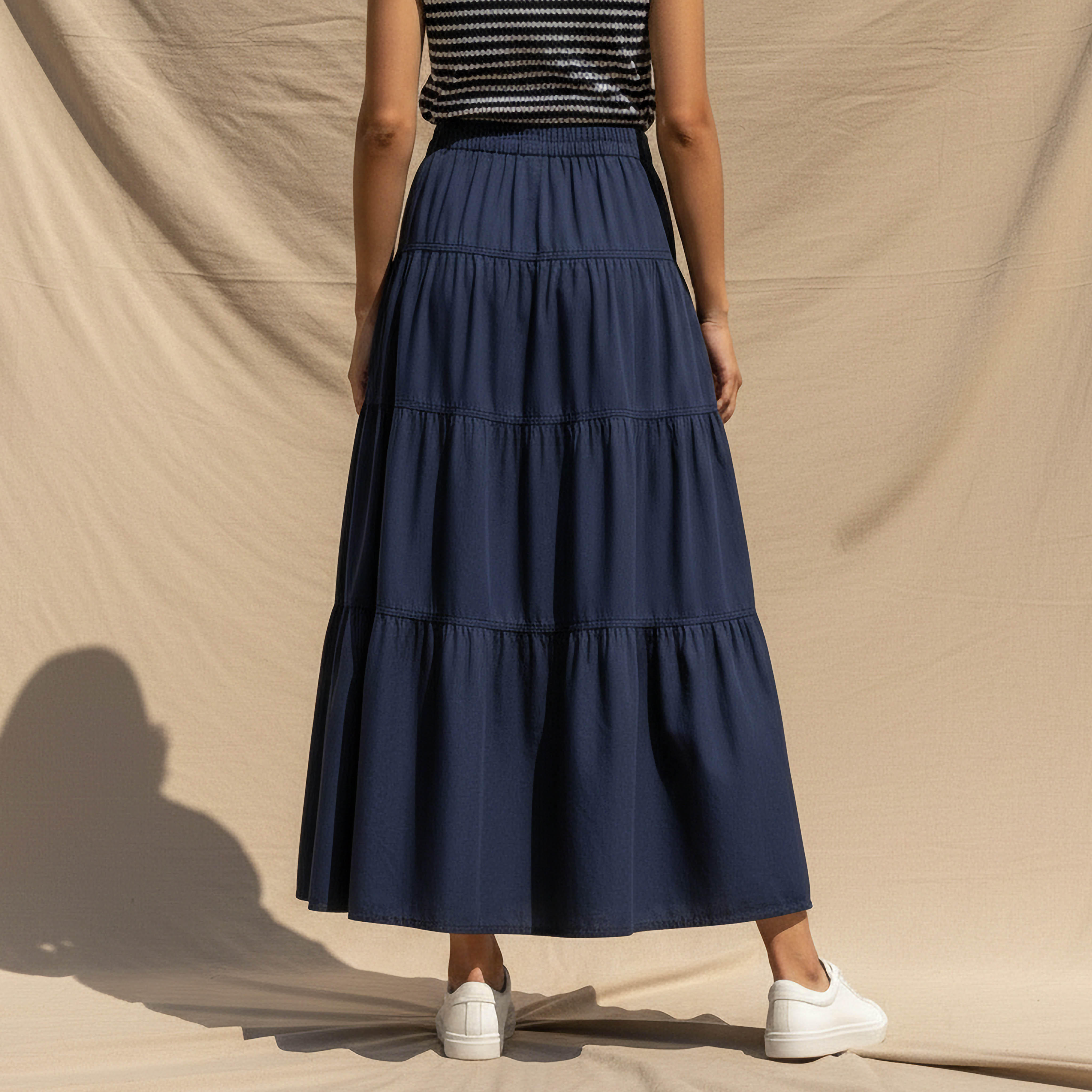 Maxi Length Cotton Tiered Skirt with Button Detail-women-clothing-bottoms-skirts-image-4