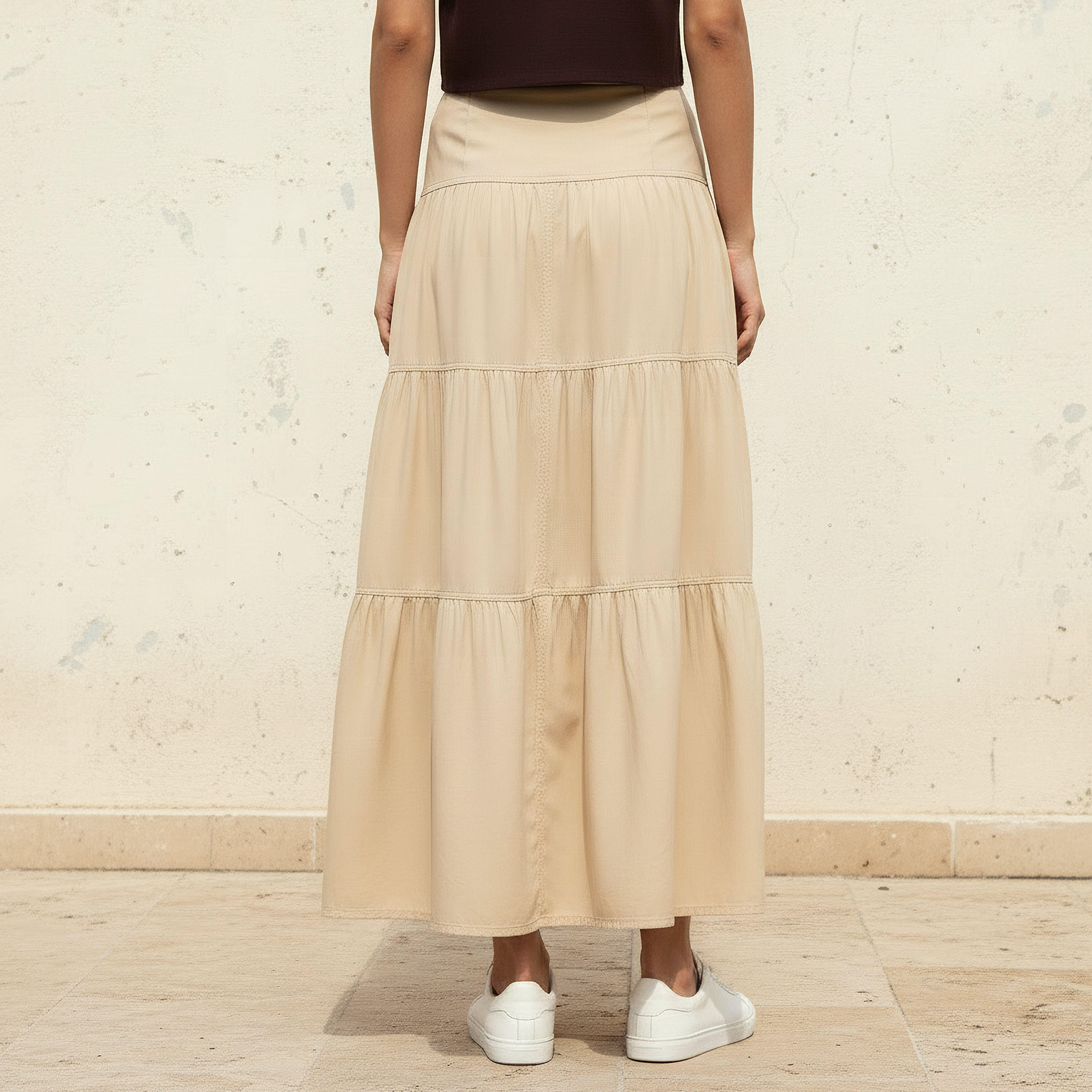 Maxi Length Cotton Tiered Skirt with Button Detail-women-clothing-bottoms-skirts-image-4
