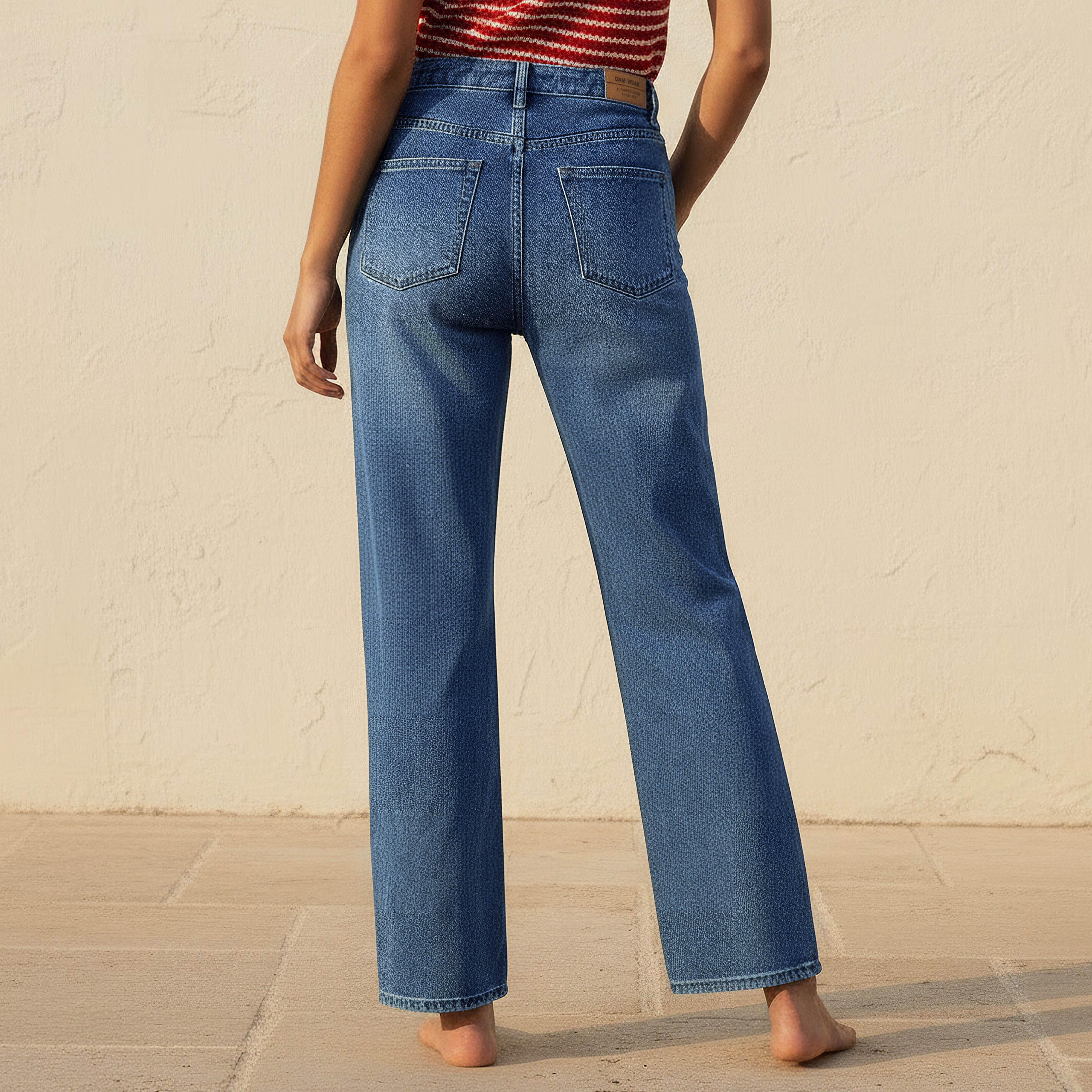 بنطلون جينز بقصّة مستقيمة وخصر متوسط الارتفاع وتزيينات-women-clothing-bottoms-jeans-image-4