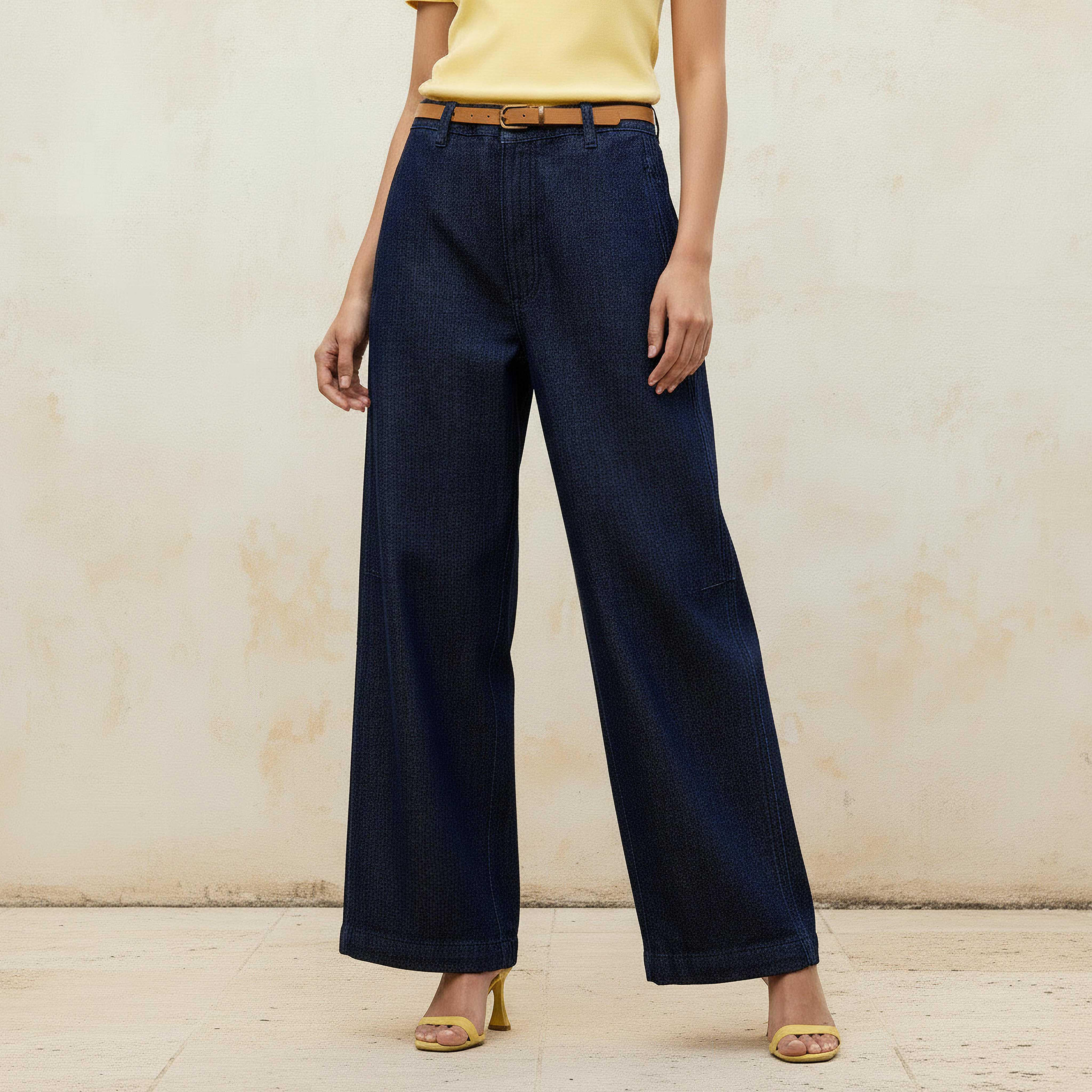 Straight Fit Mid-Rise Jeans with Belt Cotton-women-clothing-bottoms-jeans-image-1