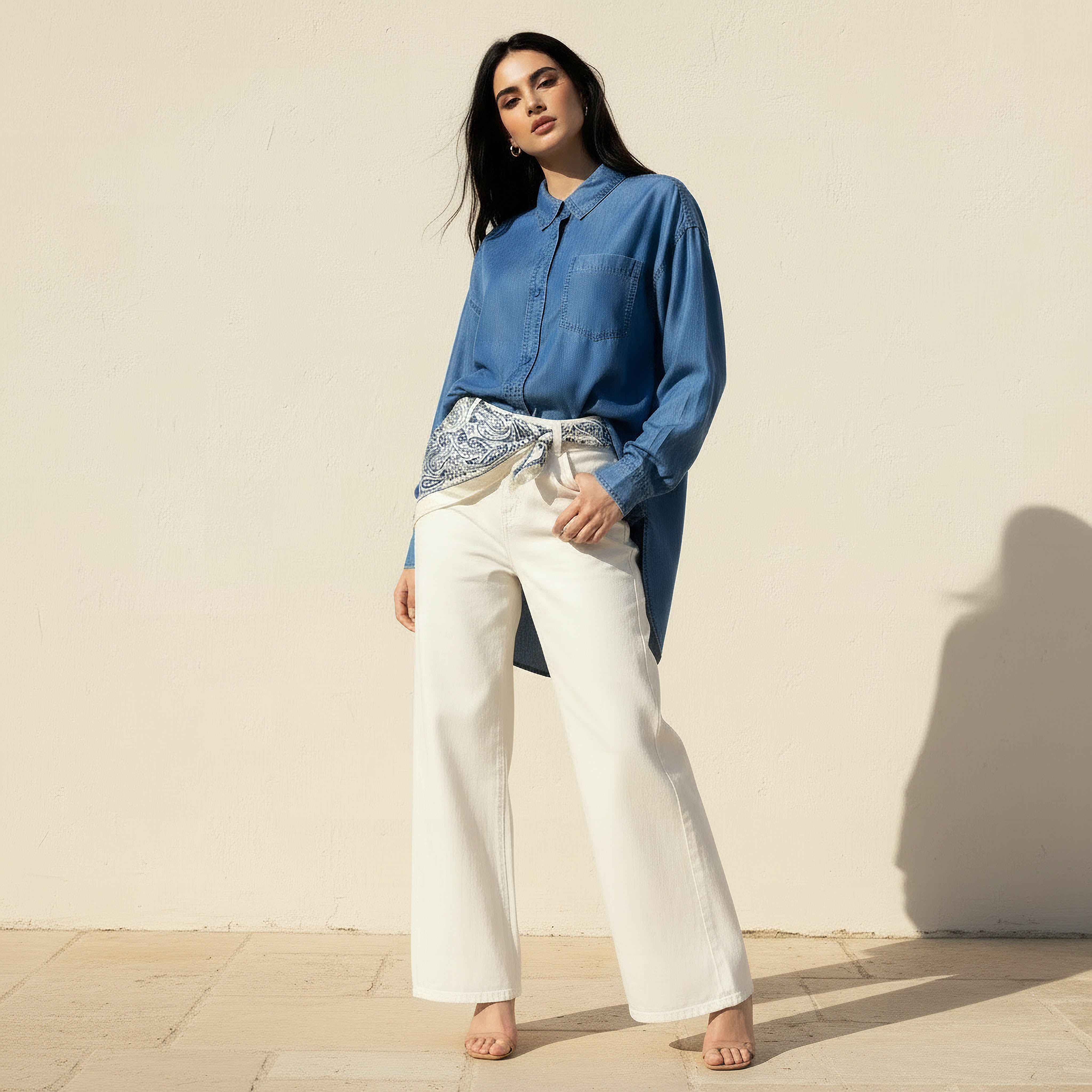 Tencel Longline Shirt with Chest Pocket-women-clothing-shirtsandblouses-shirts-image-3