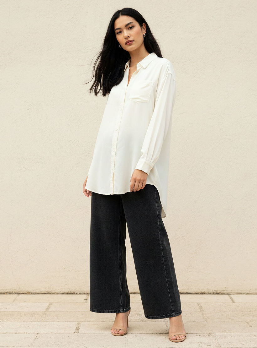 قميص تينسل طويل بجيب على الصدر-women-clothing-shirtsandblouses-shirts-image-3