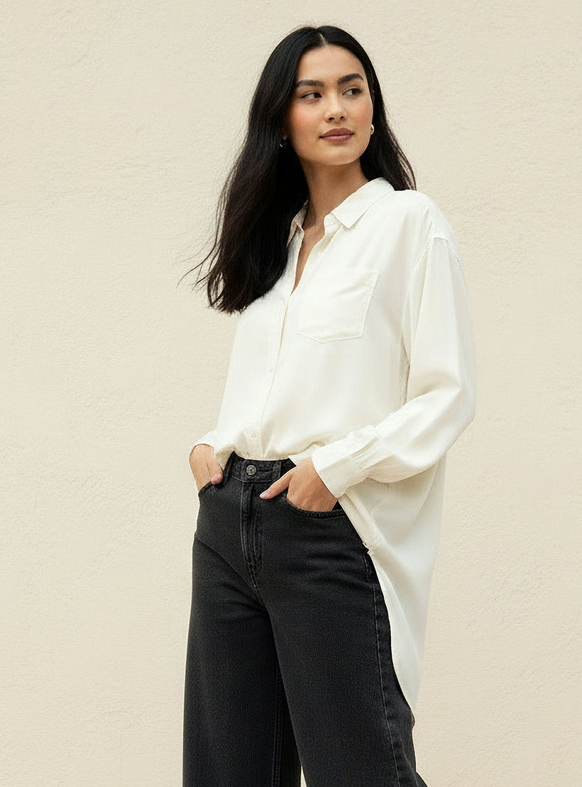 قميص تينسل طويل بجيب على الصدر-women-clothing-shirtsandblouses-shirts-image-5