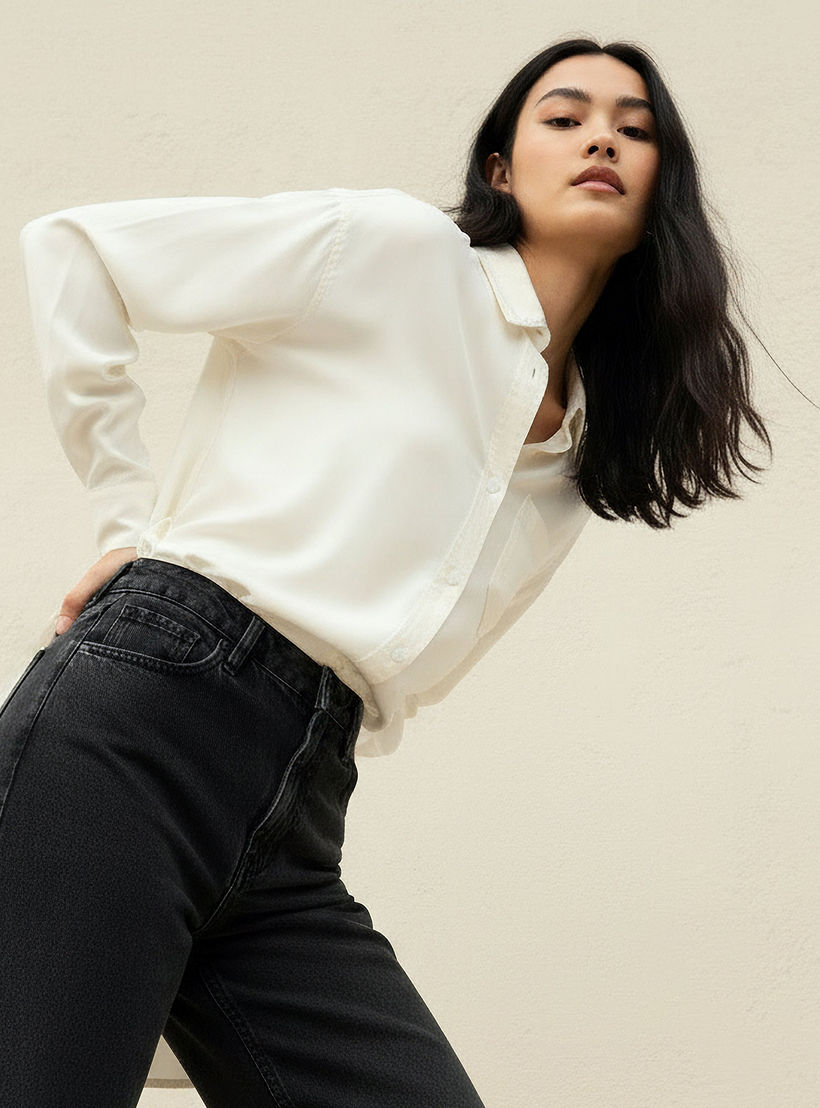 قميص تينسل طويل بجيب على الصدر-women-clothing-shirtsandblouses-shirts-image-6
