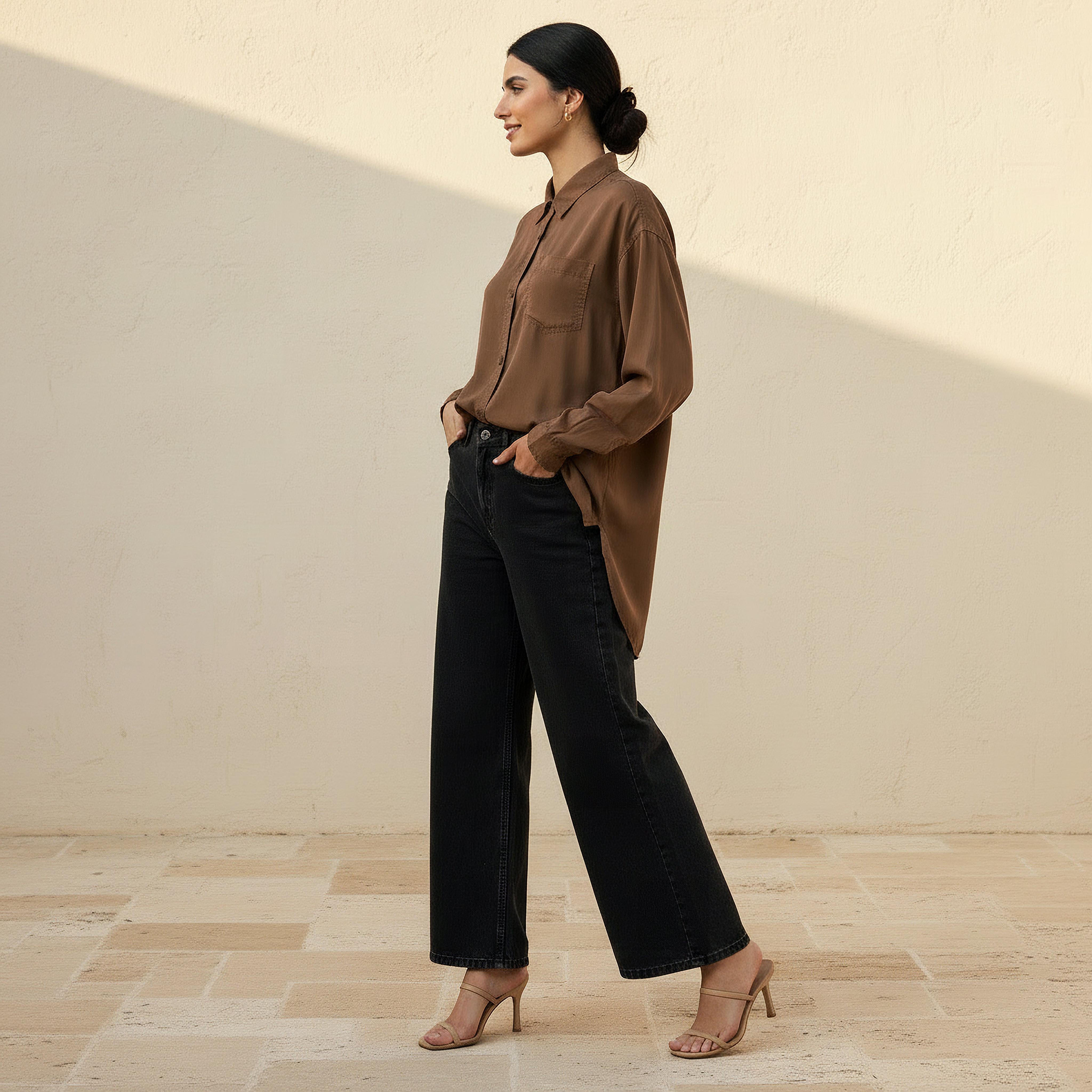 قميص تينسل طويل بجيب على الصدر-women-clothing-shirtsandblouses-shirts-image-3