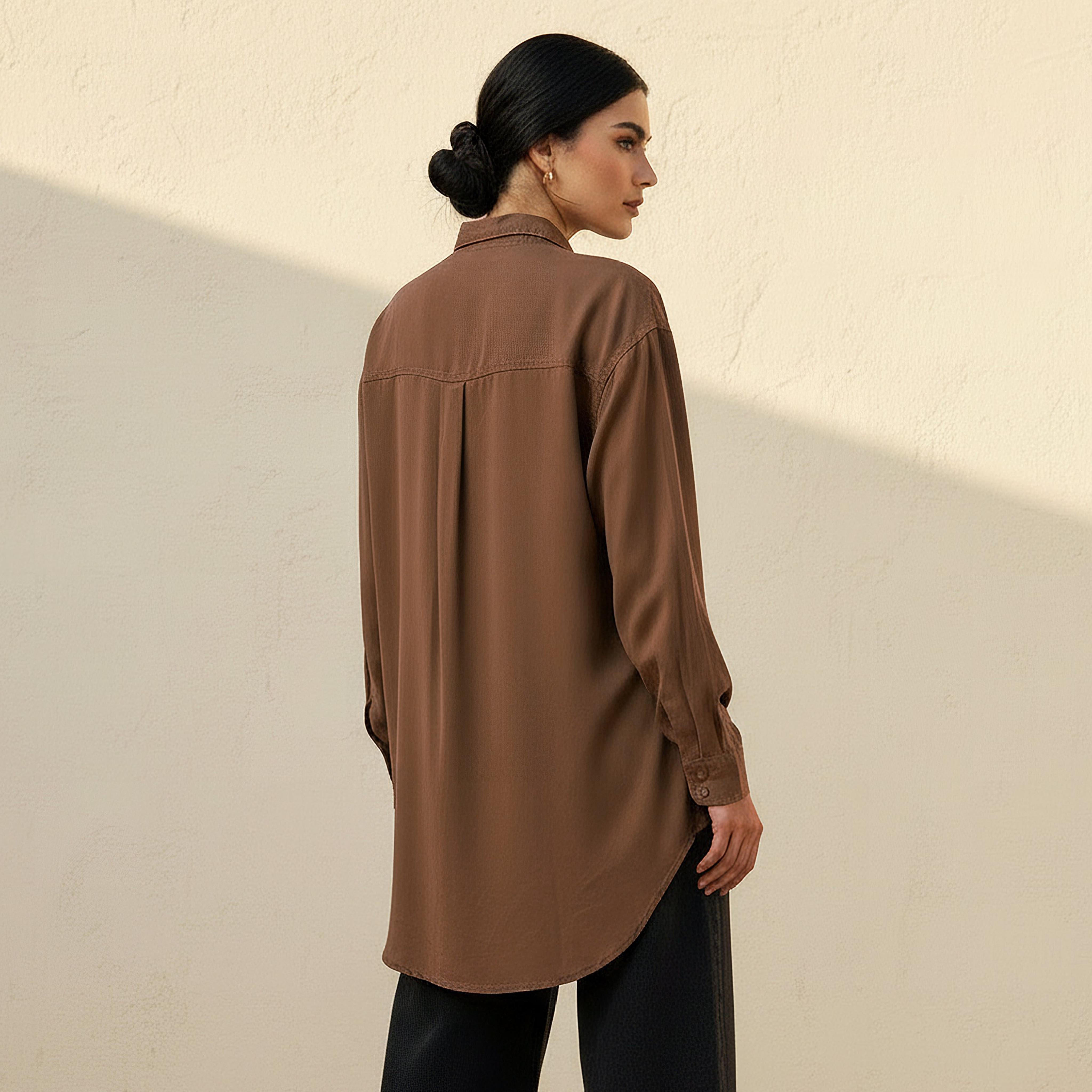 قميص تينسل طويل بجيب على الصدر-women-clothing-shirtsandblouses-shirts-image-2