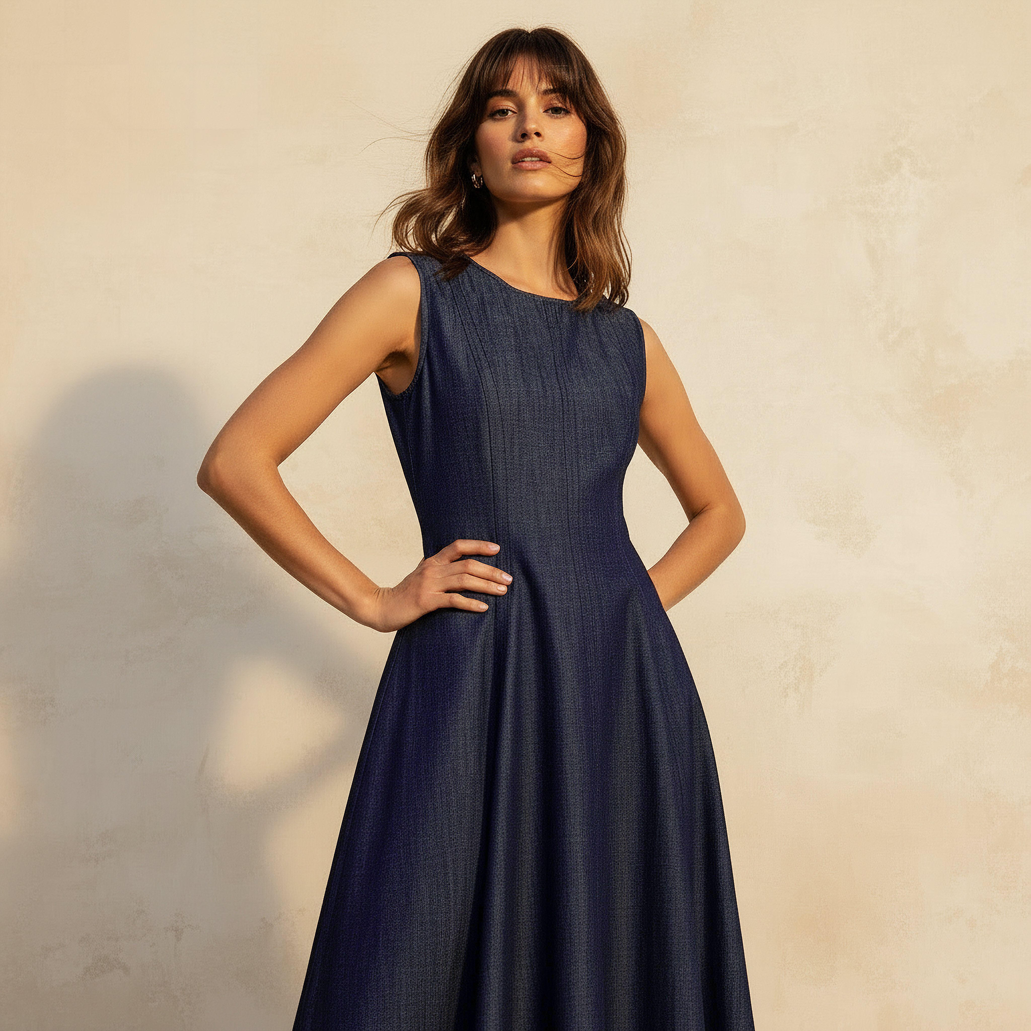 A-line Midi Cotton Dress Sleeveless-women-clothing-dresses-image-3