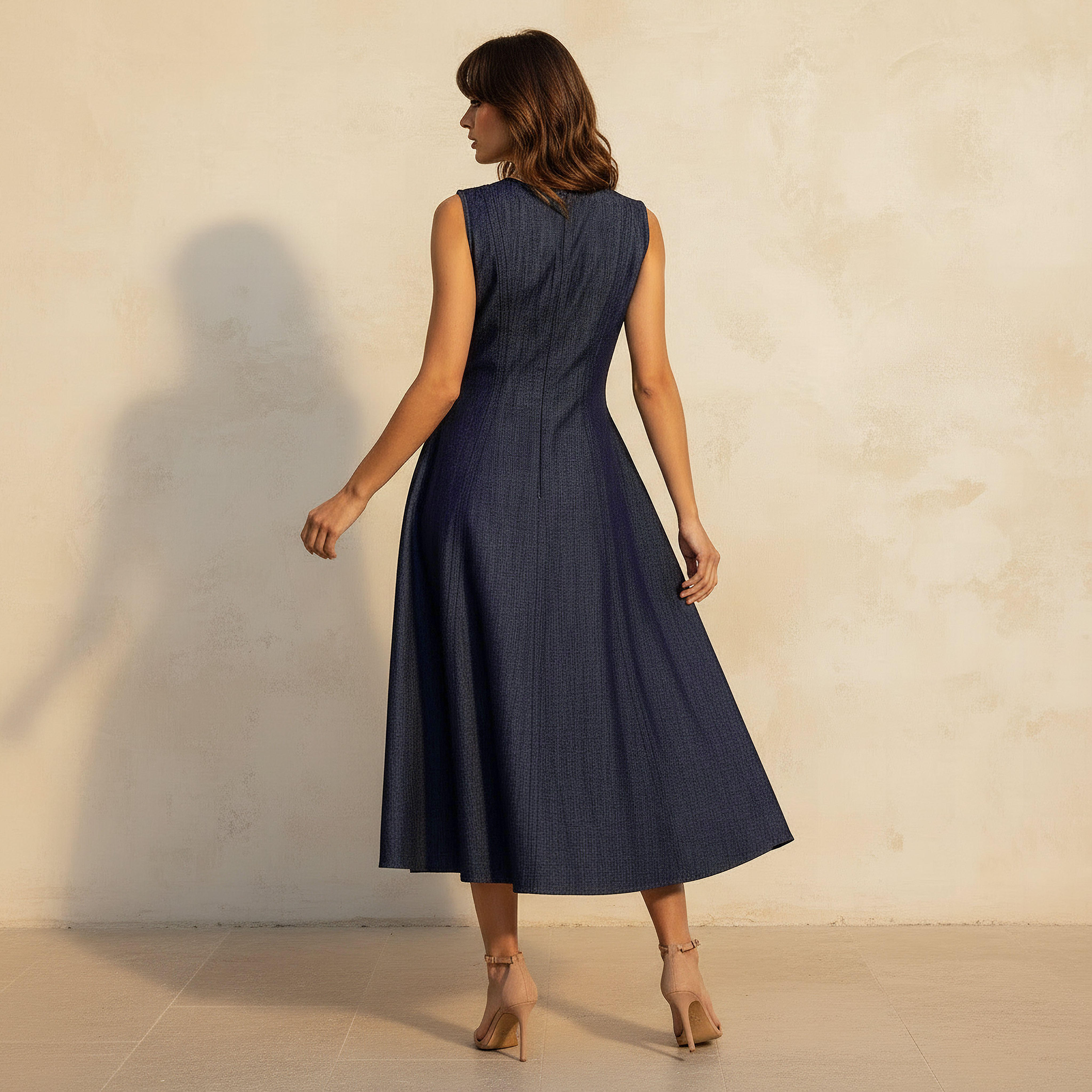 A-line Midi Cotton Dress Sleeveless-women-clothing-dresses-image-4