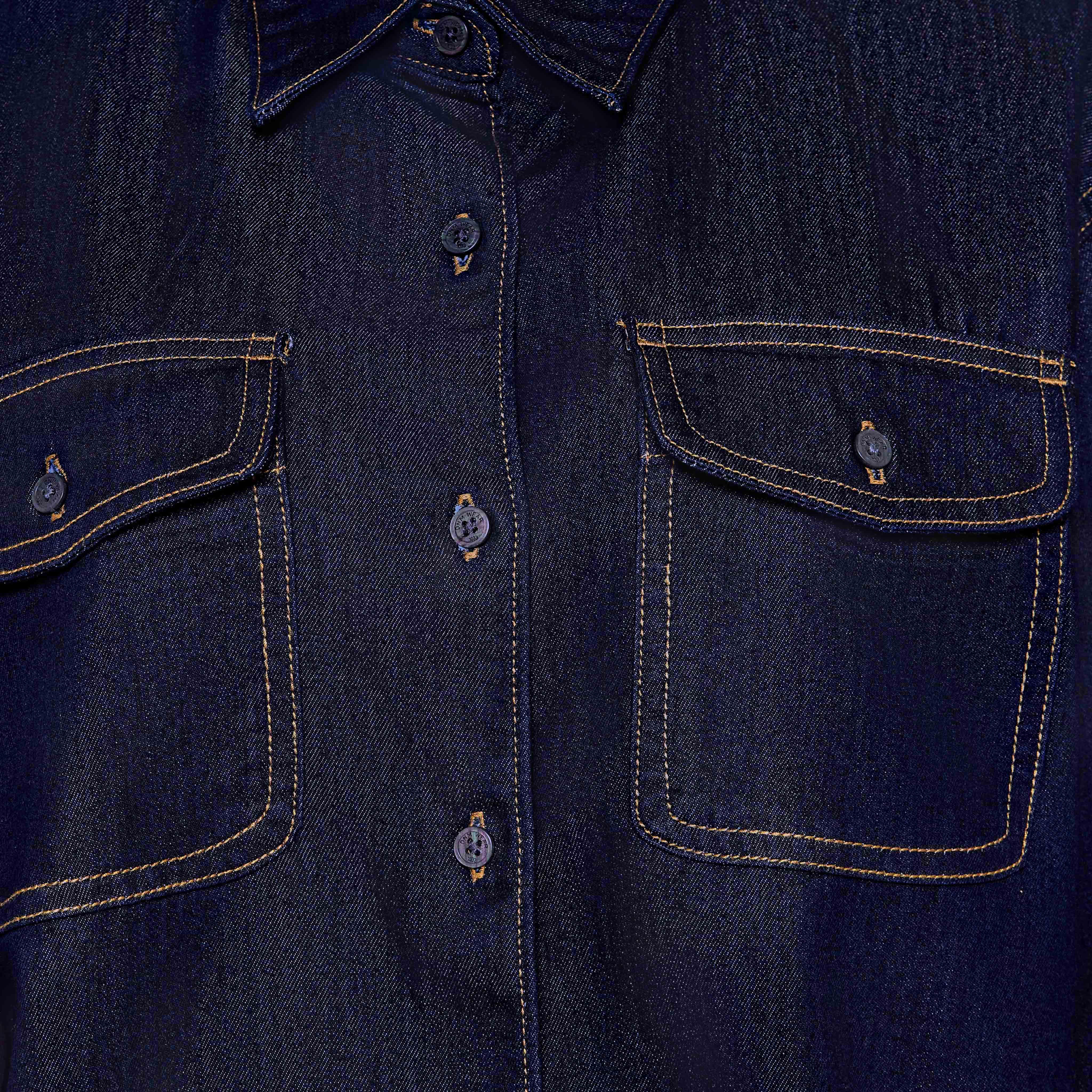 Cotton High-Low Denim Shirt with Long Sleeves-women-clothing-shirtsandblouses-shirts-image-2