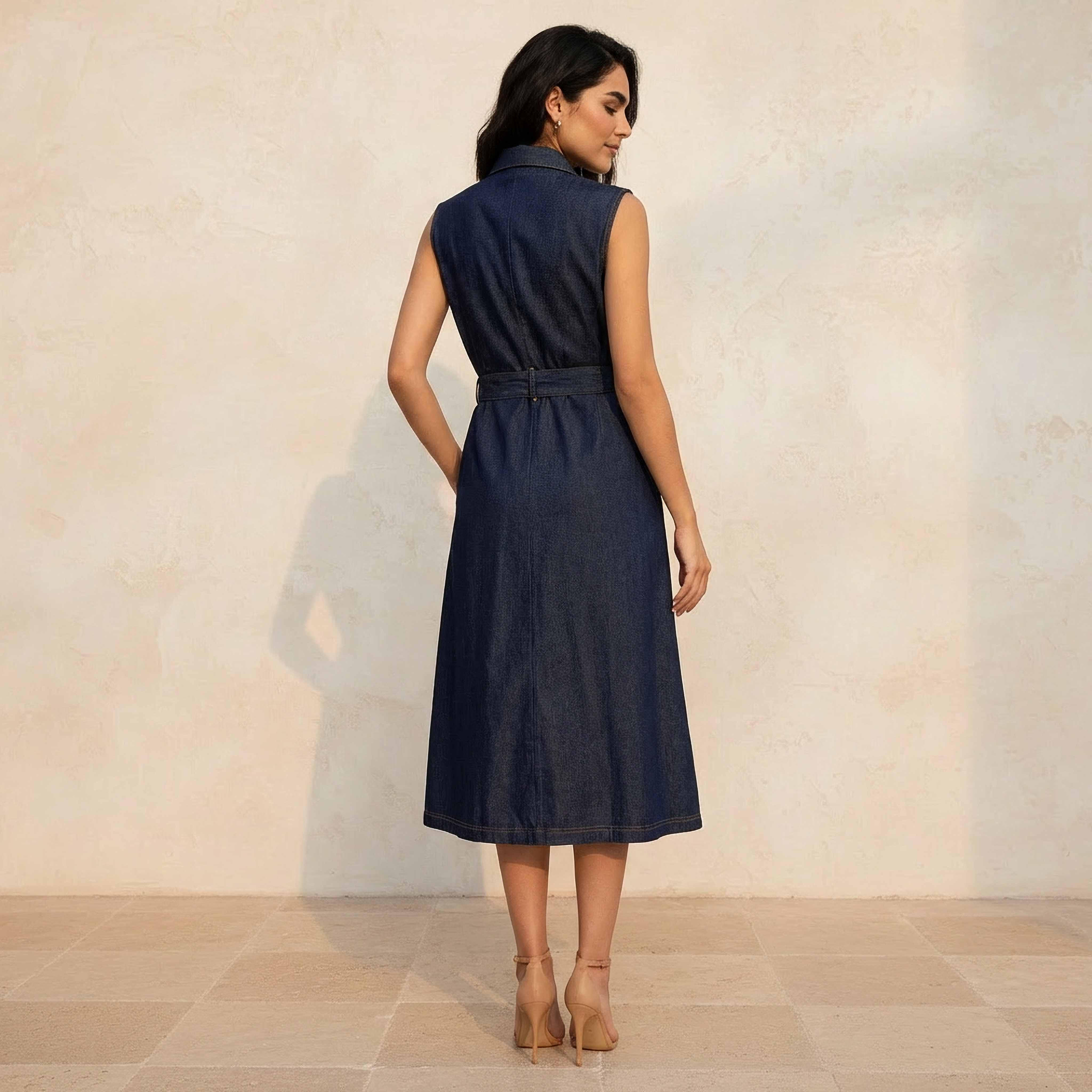 Sleeveless Midi Denim Dress with Zip Closure-women-clothing-dresses-image-4