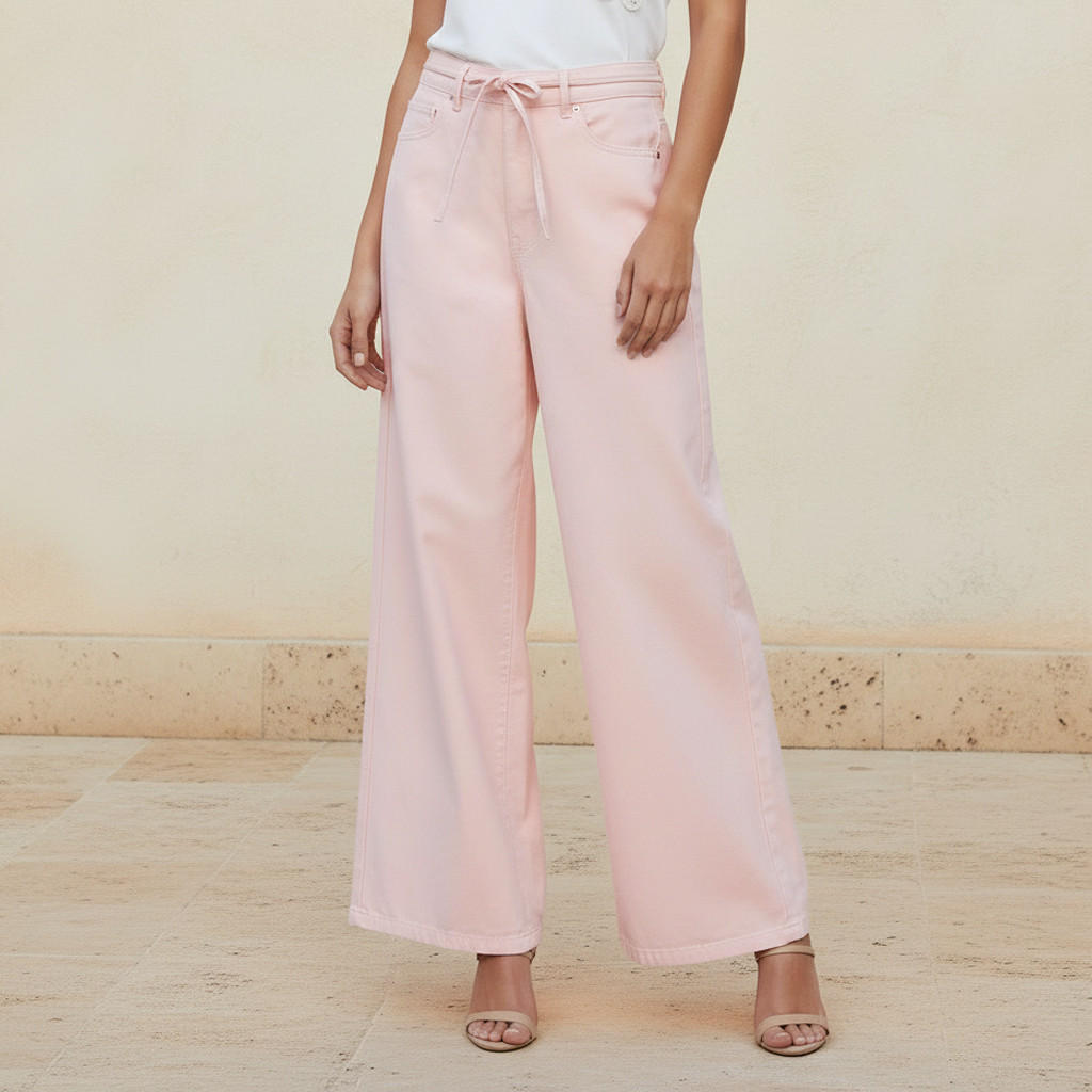 Wide Leg Mid-Rise Jeans with Tie-Up Detail-women-clothing-bottoms-jeans-image-1