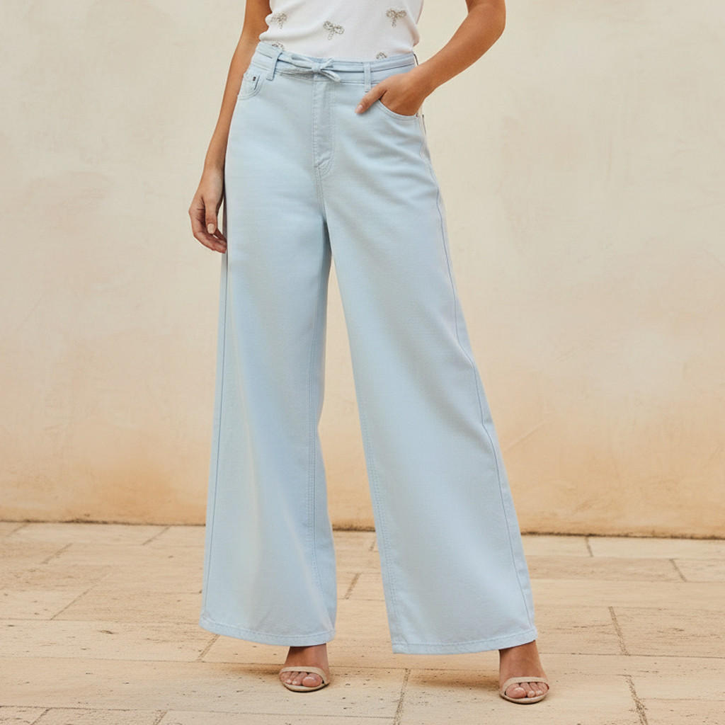 Wide Leg Mid-Rise Jeans with Tie-Up Detail-women-clothing-bottoms-jeans-image-1