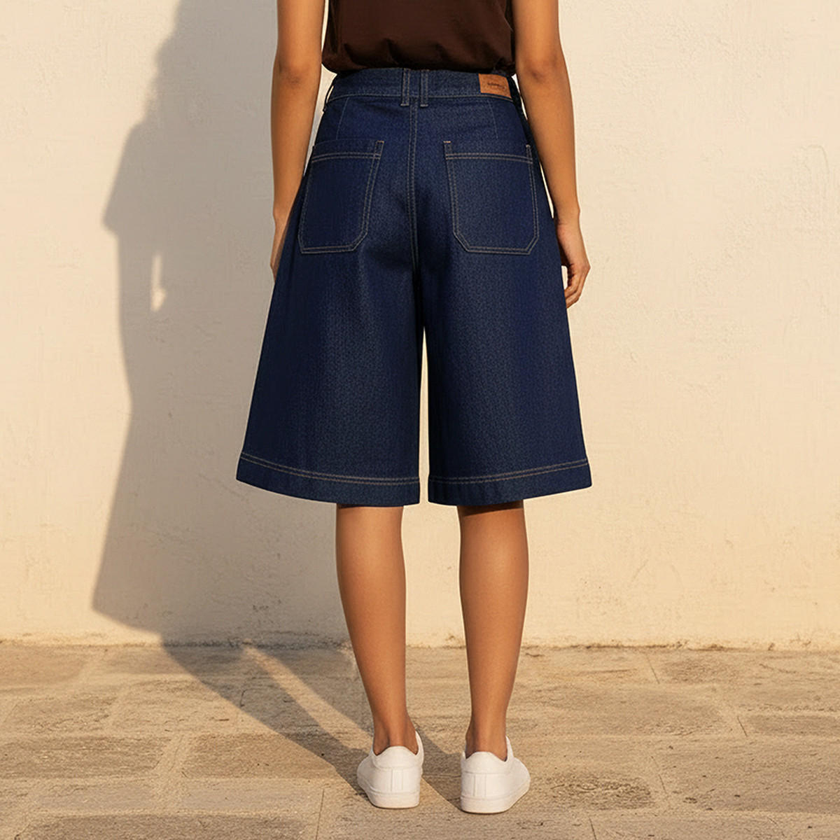 Mid-Rise Denim Cotton Culotte Shorts-women-clothing-bottoms-shorts-image-4