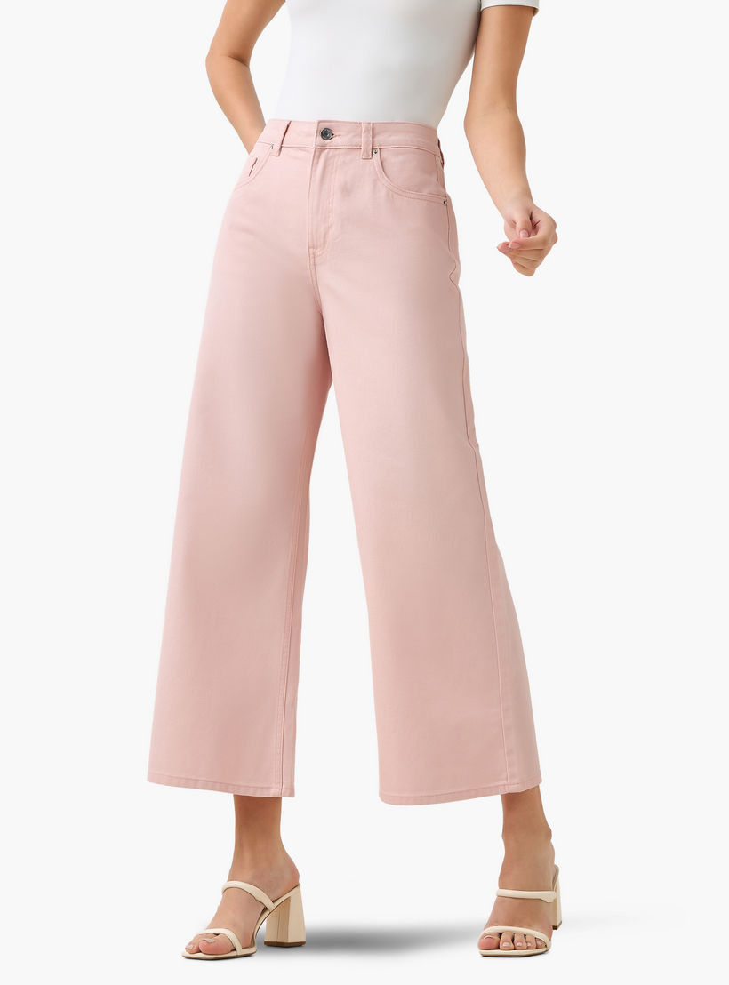 بنطلون جينز قطن واسع الساقين وقصير بخصر عالٍ-women-clothing-bottoms-jeans-image-2