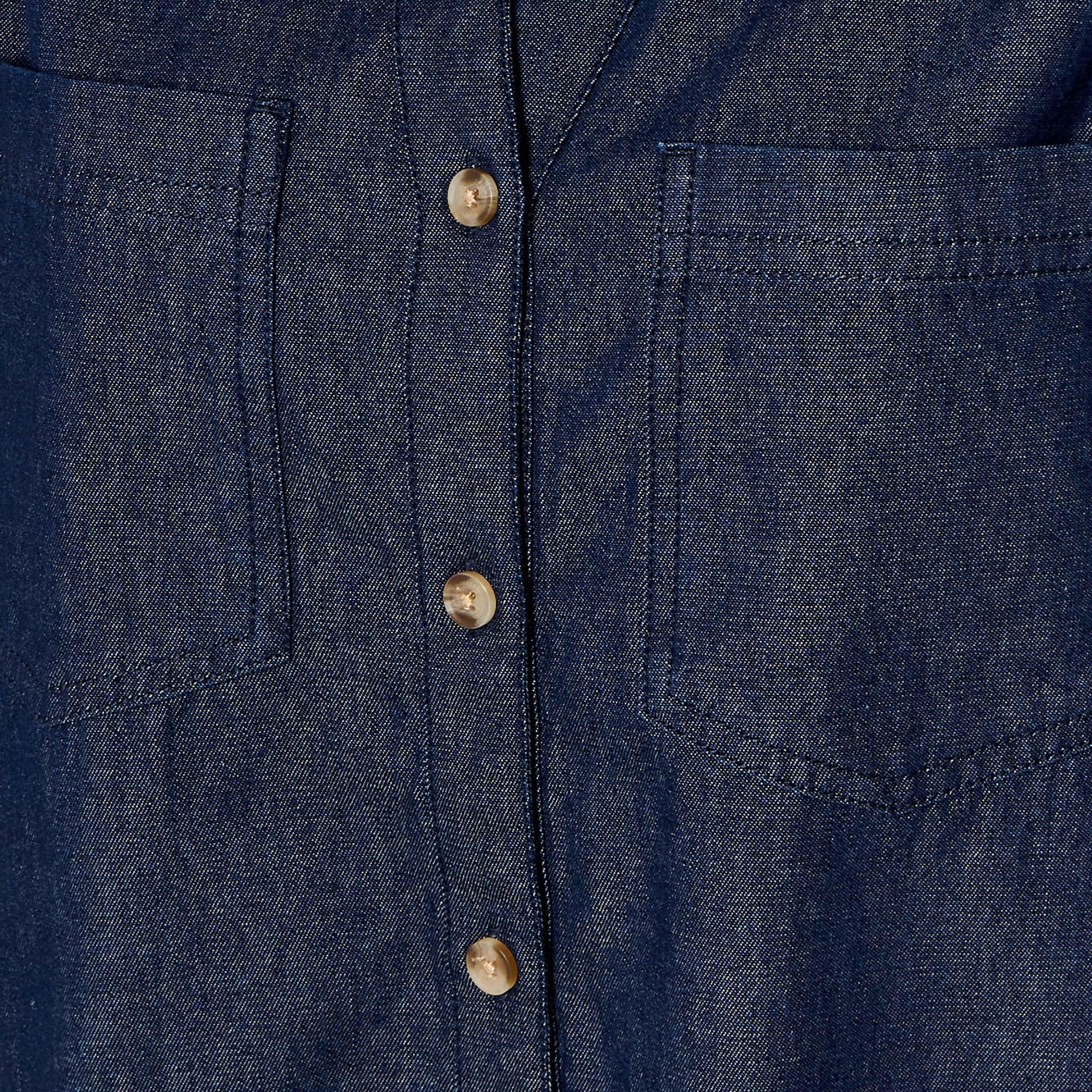 Cotton Denim Shirt with V-neck-women-clothing-shirtsandblouses-shirts-image-2