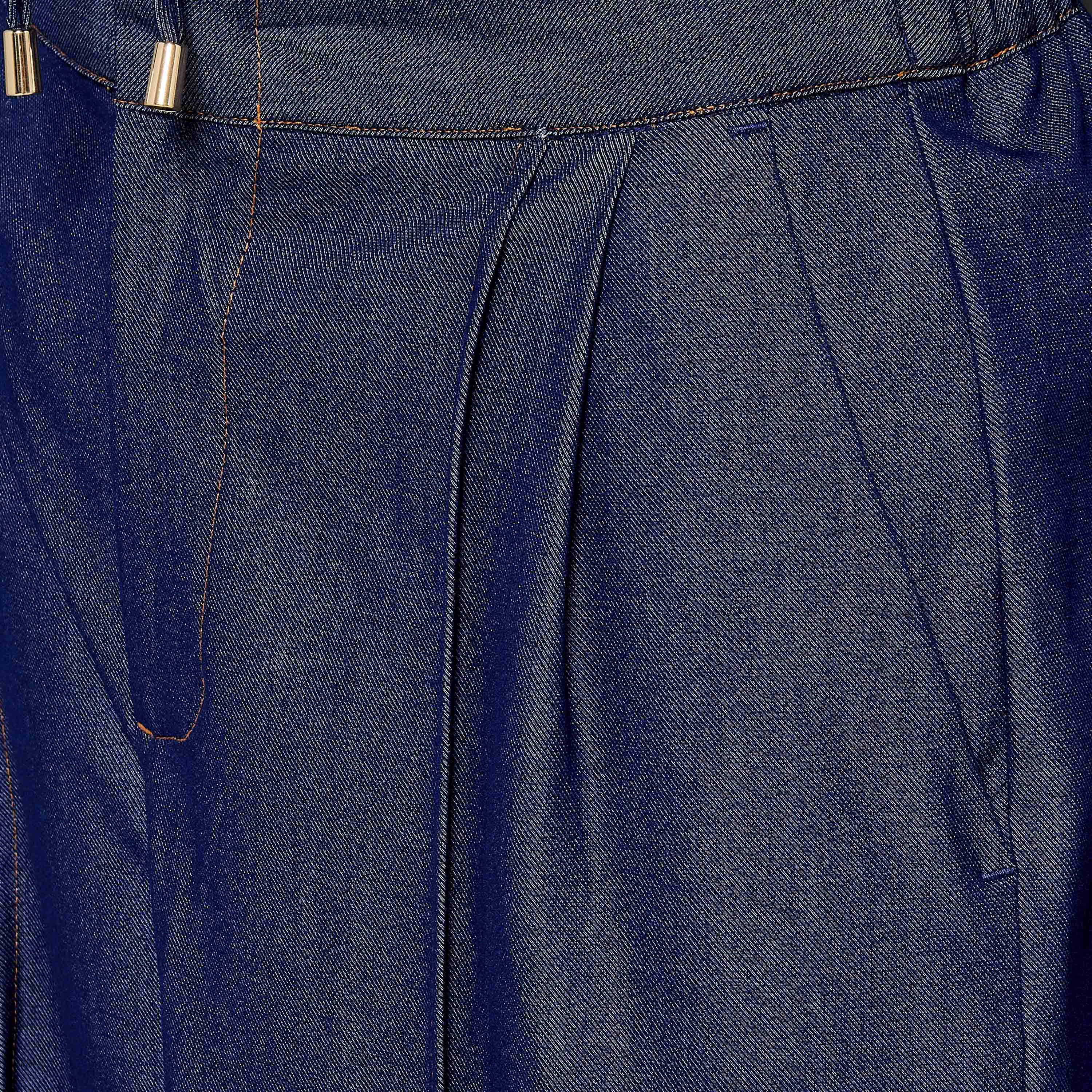 Baggy Fit Mid-Rise Pleated Denim Trousers-women-clothing-coordsets-image-2