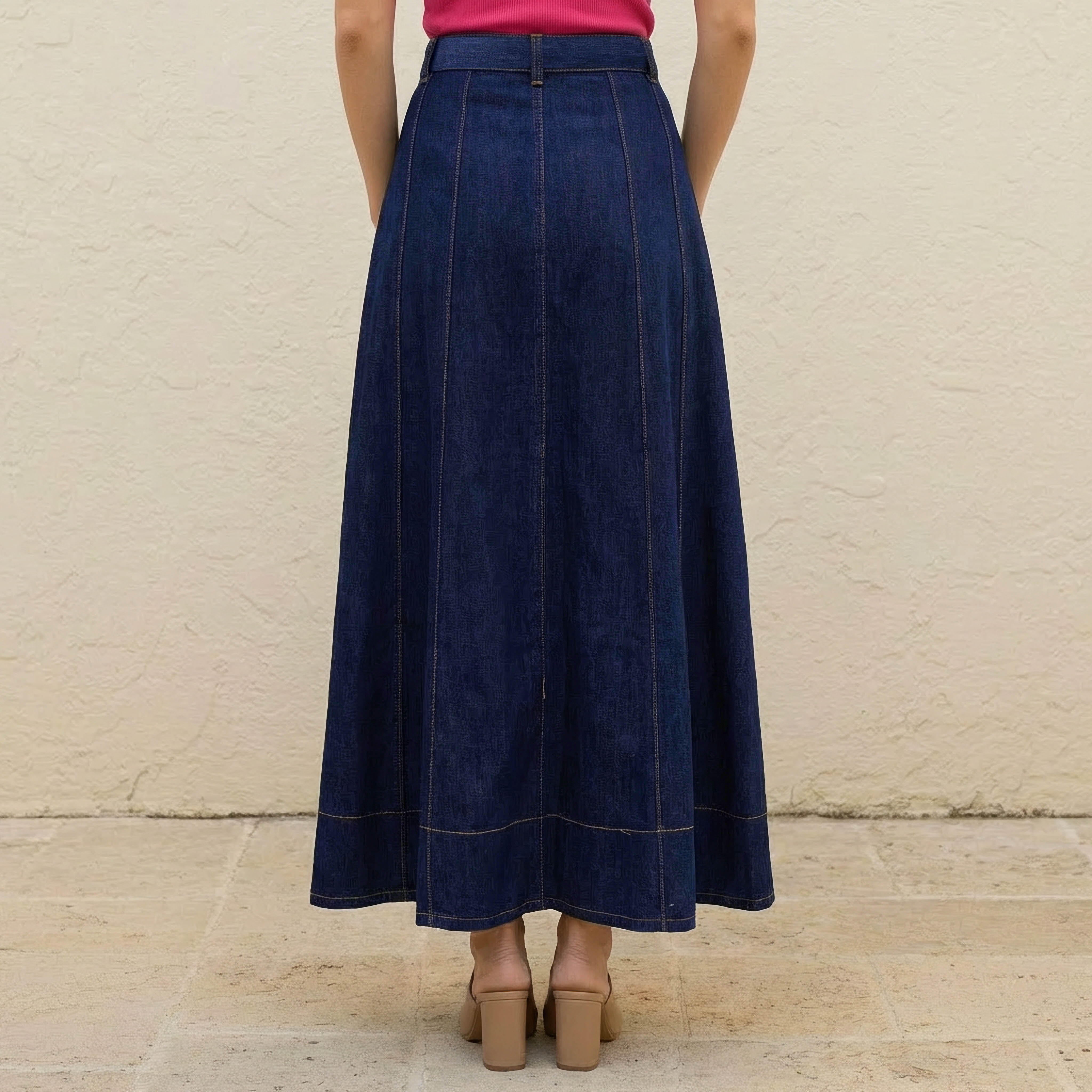 Maxi Denim A-line Skirt with Belt-women-clothing-bottoms-skirts-image-4