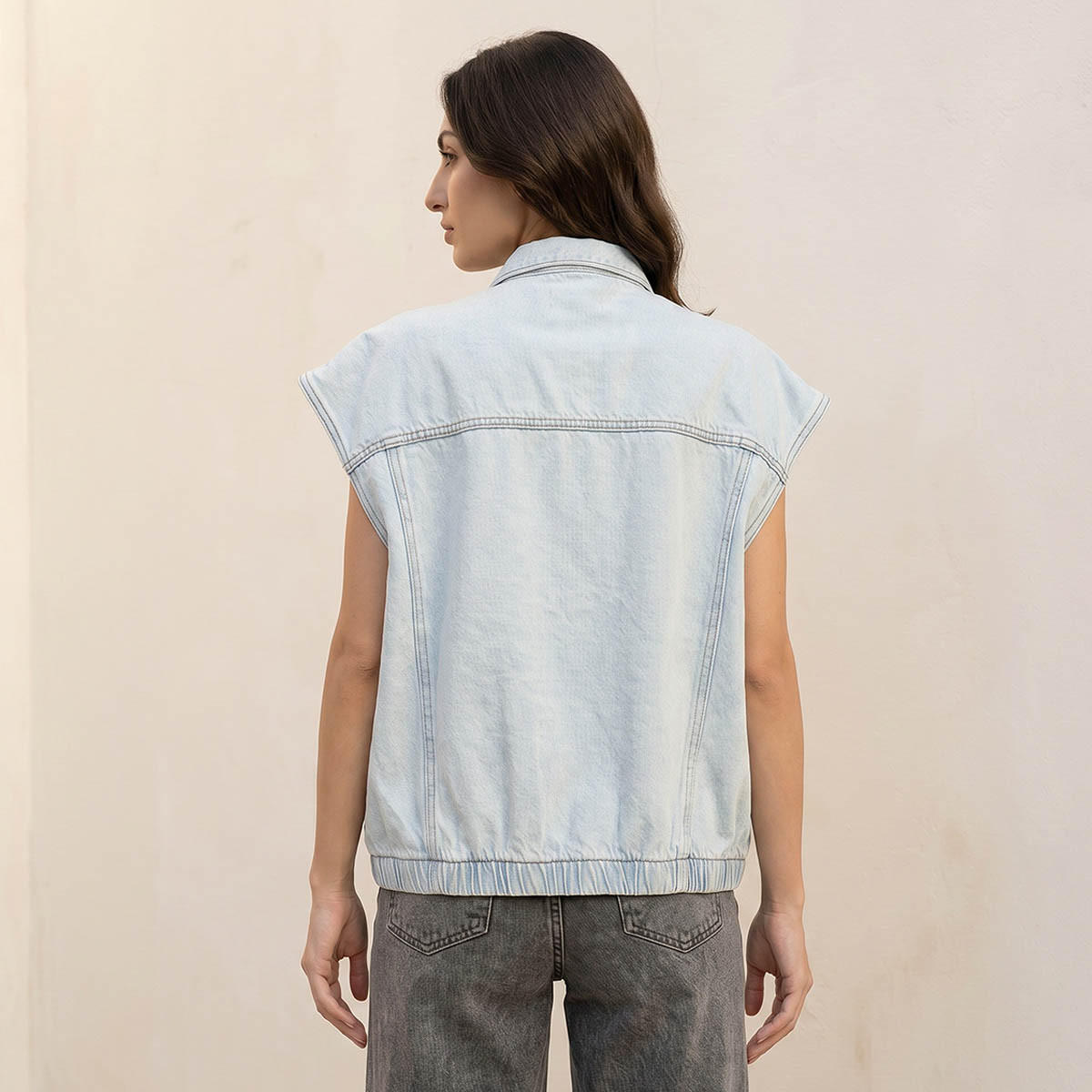 Splash Denim Regular Cotton Gilet with Pockets-women-winterwear-coatsandjackets-jackets-image-4