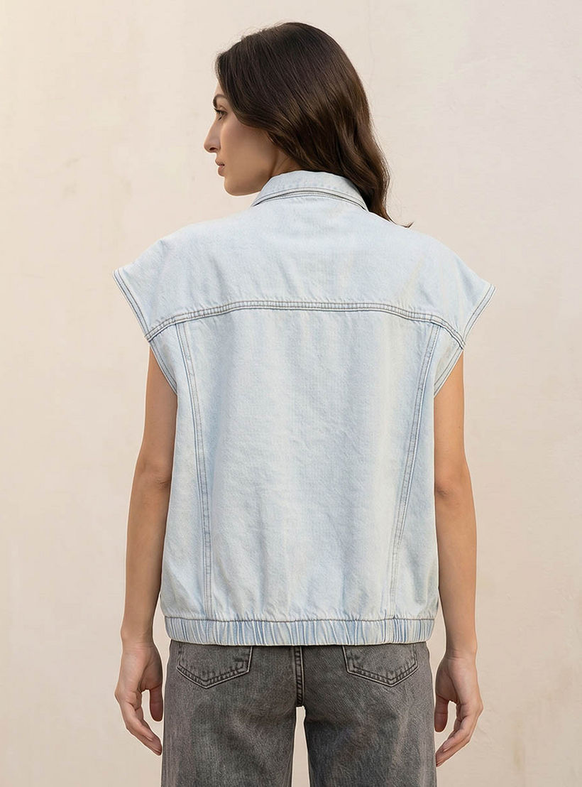Splash Denim Regular Cotton Gilet with Pockets-women-winterwear-coatsandjackets-jackets-image-4